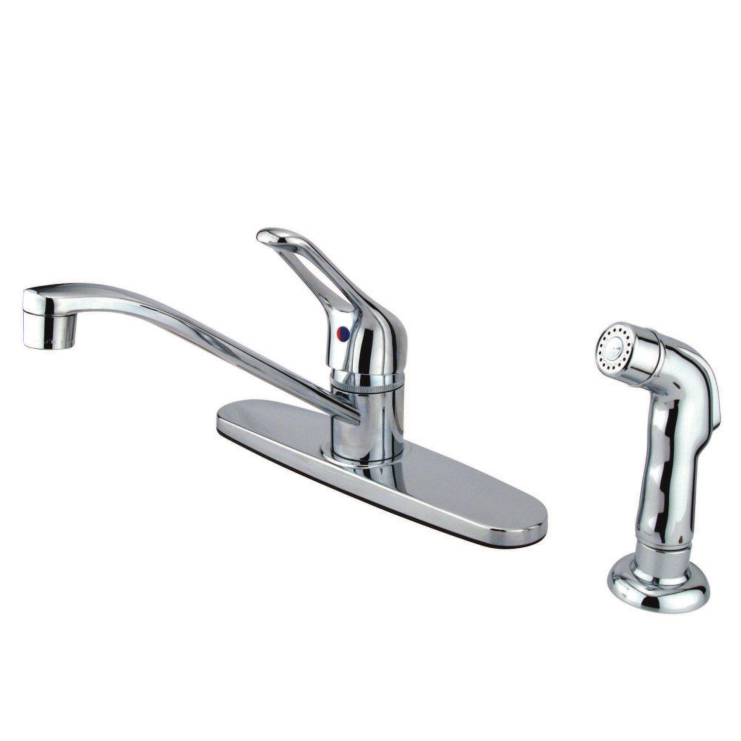 Kingston Wyndham KB562SP Robinet de cuisine central 4 trous 8" avec pulvérisateur latéral, chrome poli