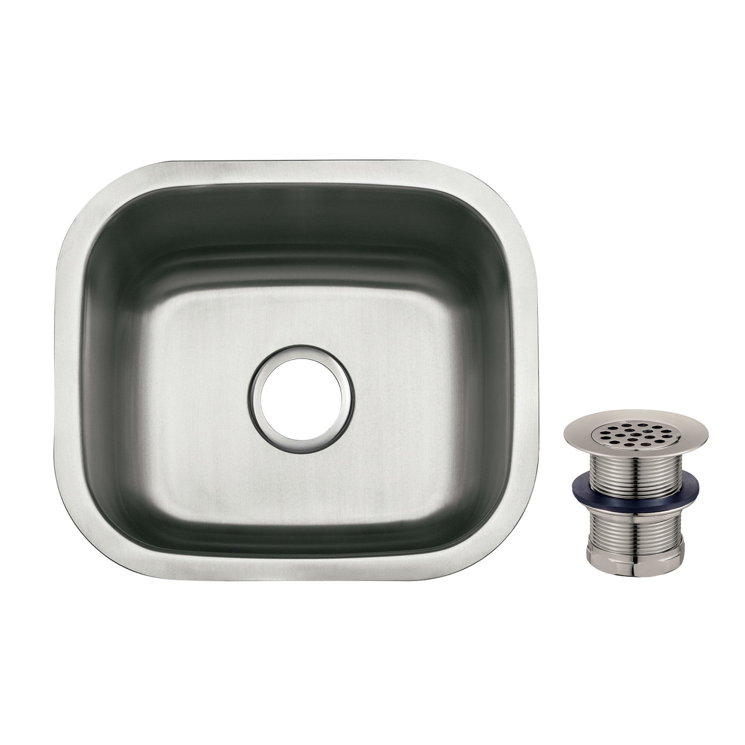 Kingston Tulare KGKUS161688 - Loft 16-Inch Stainless Steel Single Bowl Undermount Bar Prep Sink, Brushed Stainless Steel/Brushed Nickel