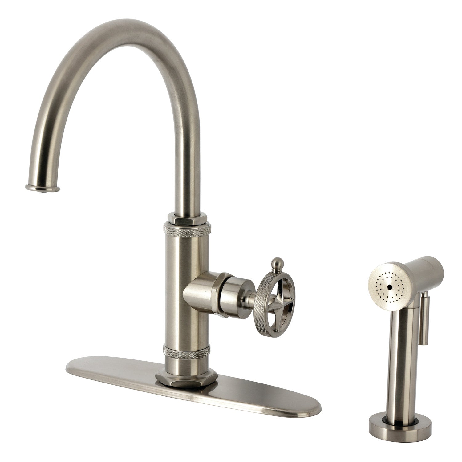 Kingston Sona KSD2438RNK - Robinet de cuisine à une poignée Levante 2 trous, nickel brossé
