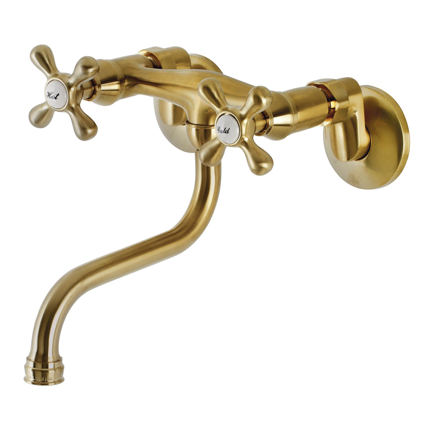 Kingston Heirloom KS216SB - Kingston Double-Handle 2 trous Robinet de salle de bains mural, laiton brossé