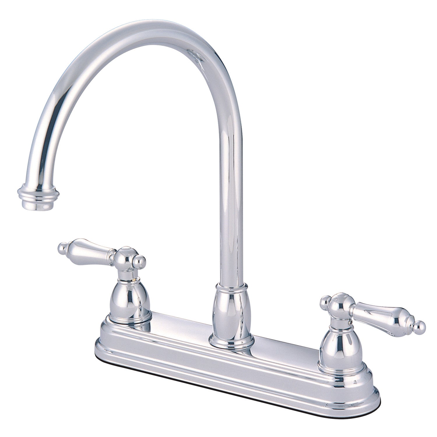 Kingston Heirloom KB3741AL - Robinet de cuisine central à deux poignées 3 trous 8, chrome poli