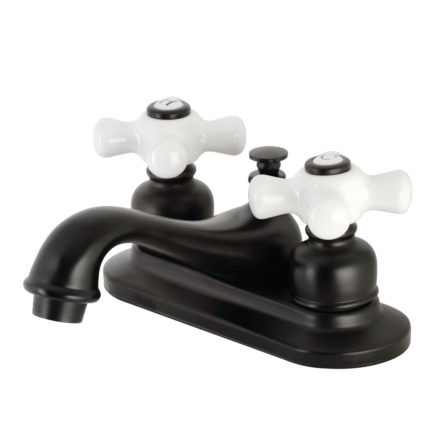 Kingston Heirloom KB600PX - Restoration Double-Handle 3 trous montage sur plage 4-Inch Centerset Robinet de salle de bain avec drain à tirette, noir mat