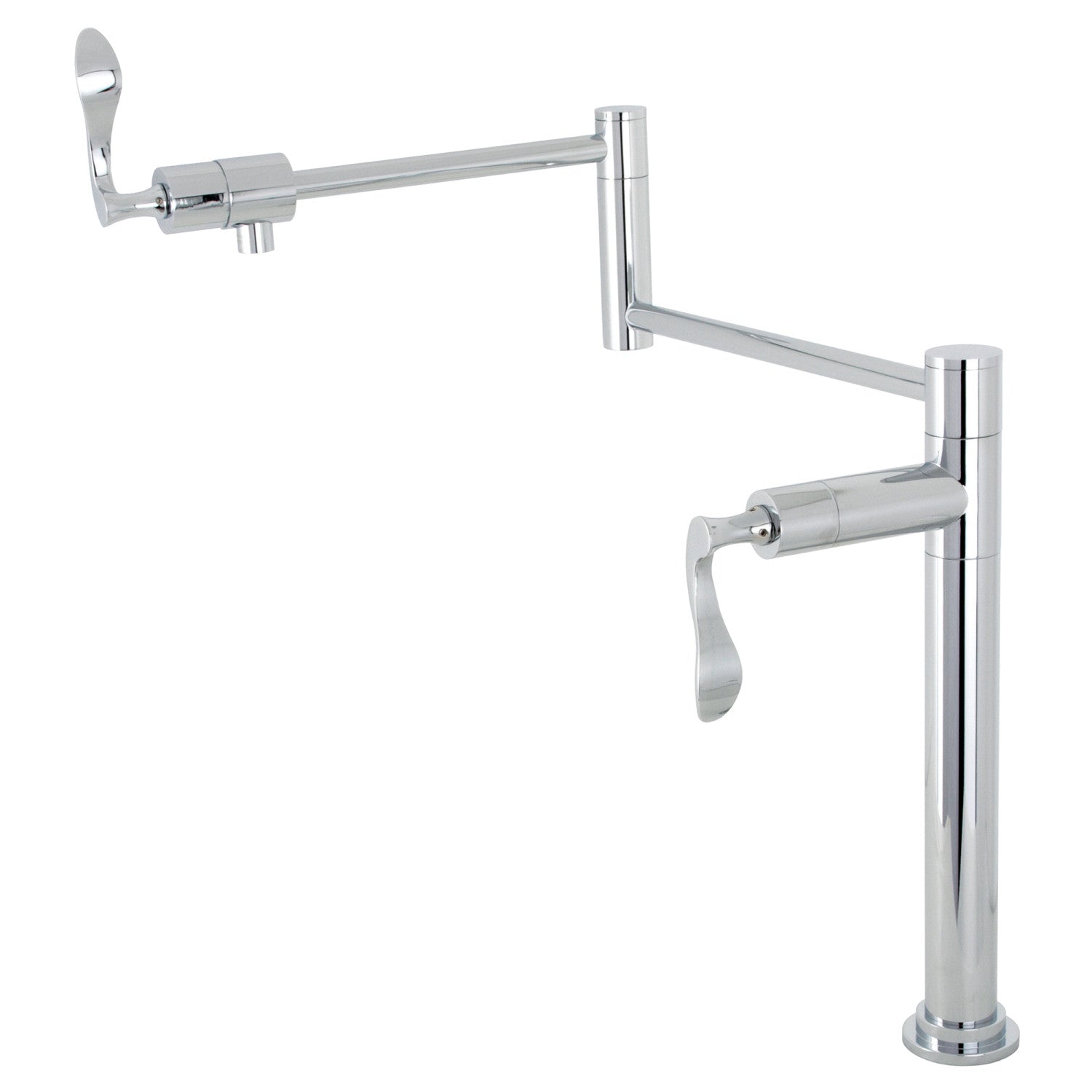 Kingston Tulare KS4701CFL - Robinet de remplissage de pot de plate-forme à deux poignées 1 trou, chrome poli
