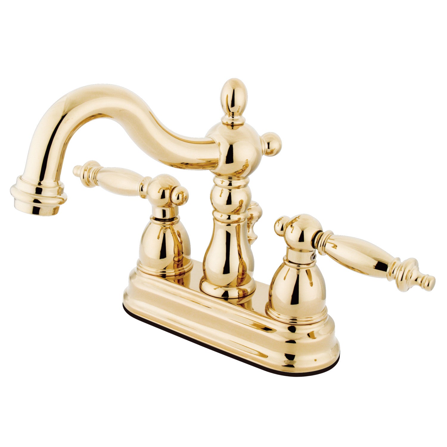 Kingston Heirloom KS1602TL - Heritage Double-Handle 3 trous montage sur plage 4-Inch Centerset Robinet de salle de bain avec laiton à tirette, laiton poli