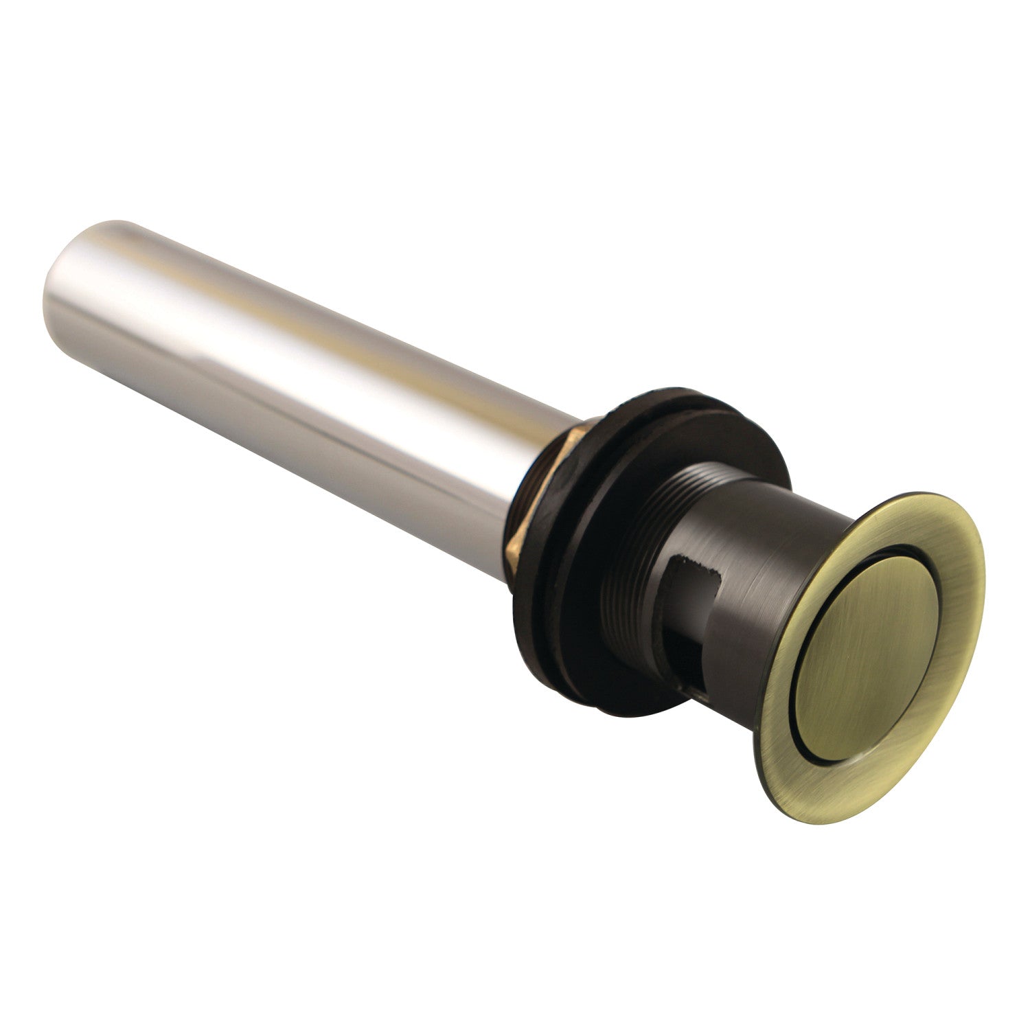 Kingston Trimscape KB8103 Brass Push Pop-Up Bathroom Sink Drain with Overflow, 22 Gauge, Antique Brass
