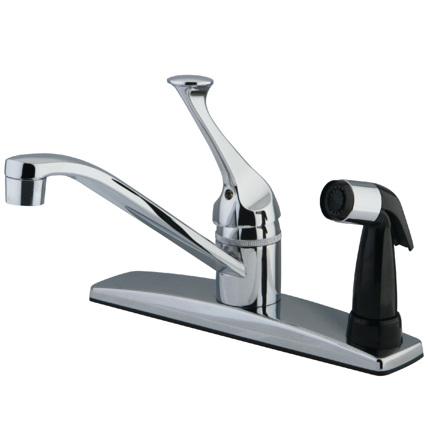 Kingston KB0573 Robinet de cuisine à une poignée 3 trous 8" Centerset avec pulvérisateur latéral, chrome poli