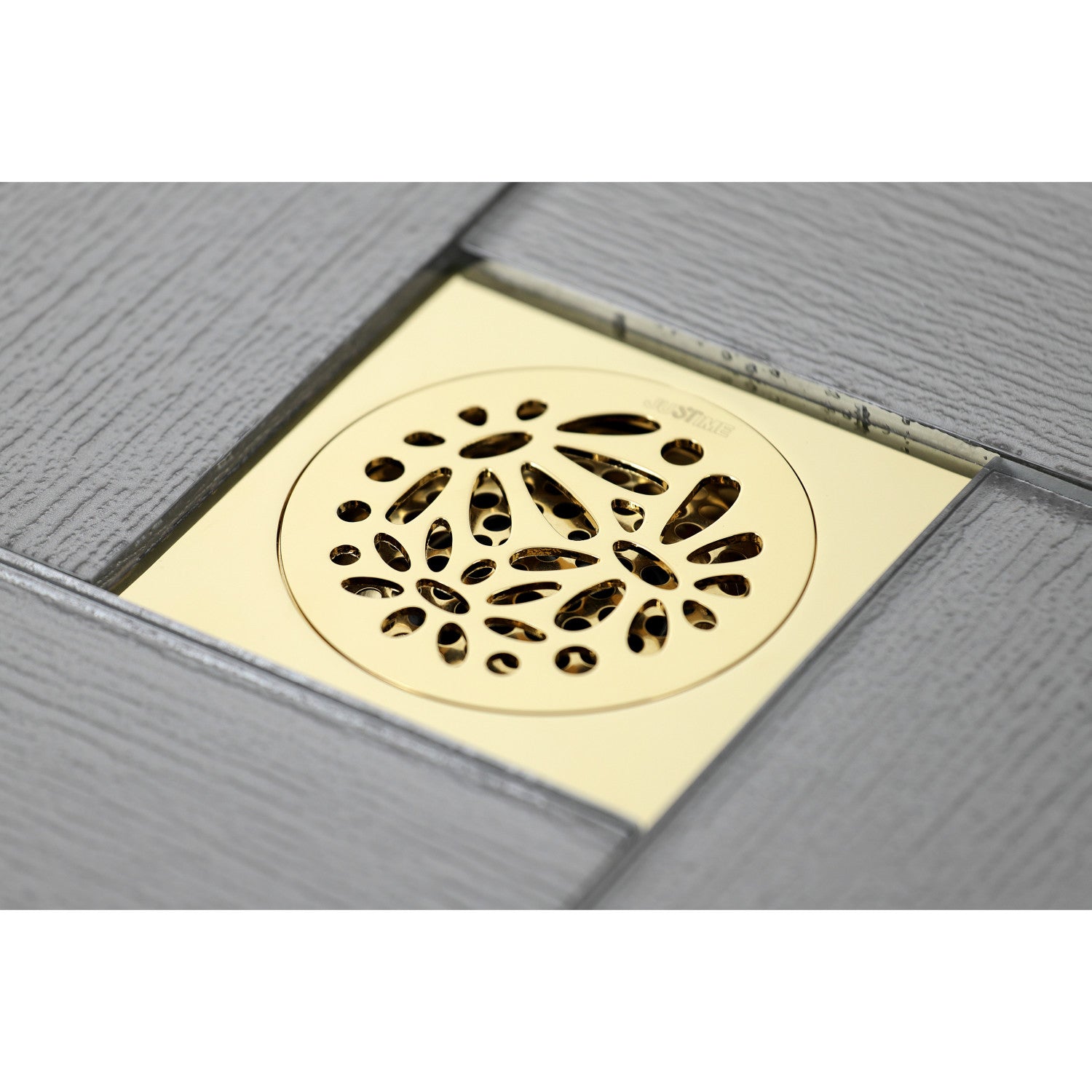 Kingston Watercourse BSF6360PB 4-Inch Brass Square Grid Shower Drain with Hair Strainer, Polished Brass