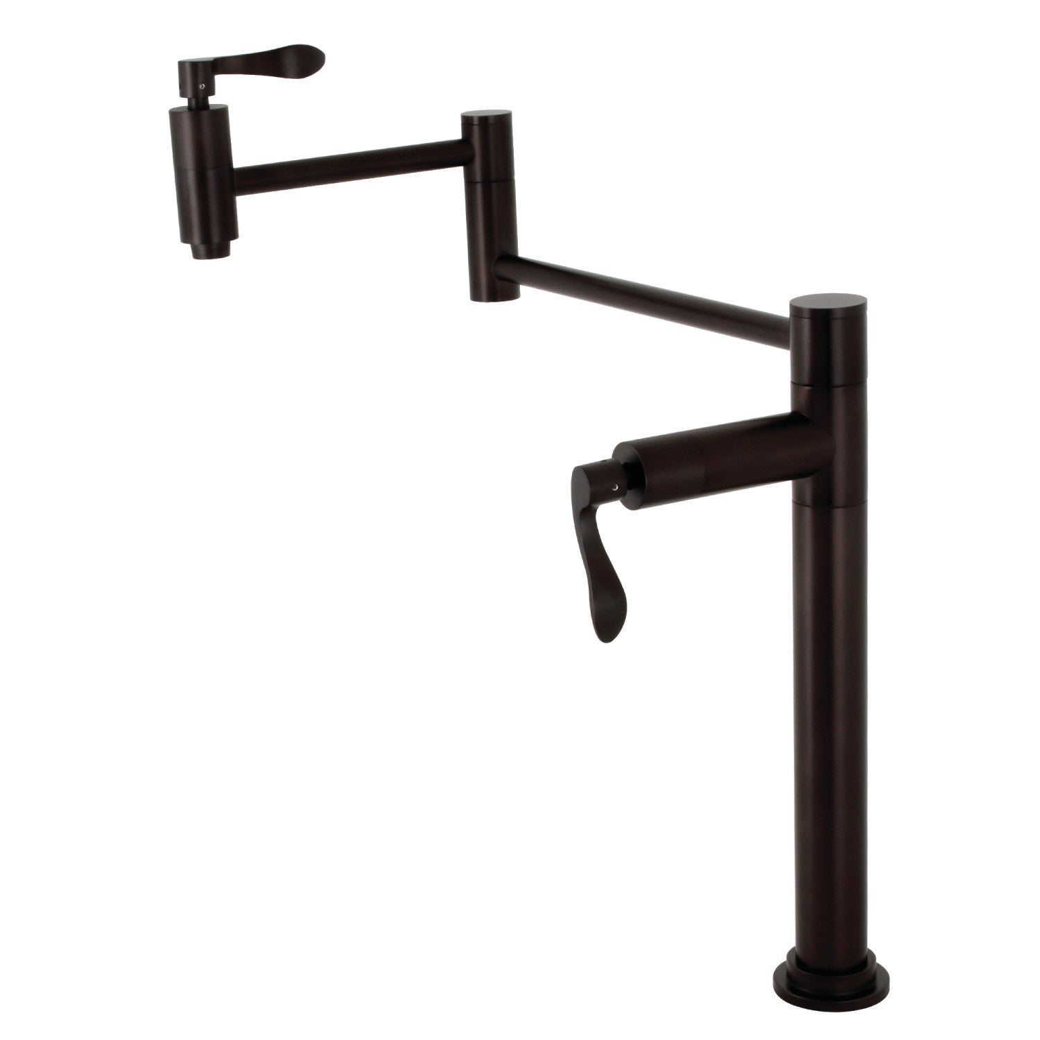 Kingston Tulare KS8705DFL - Robinet de remplissage de pot de plate-forme à deux poignées NuWave 1 trou, bronze frotté à l'huile