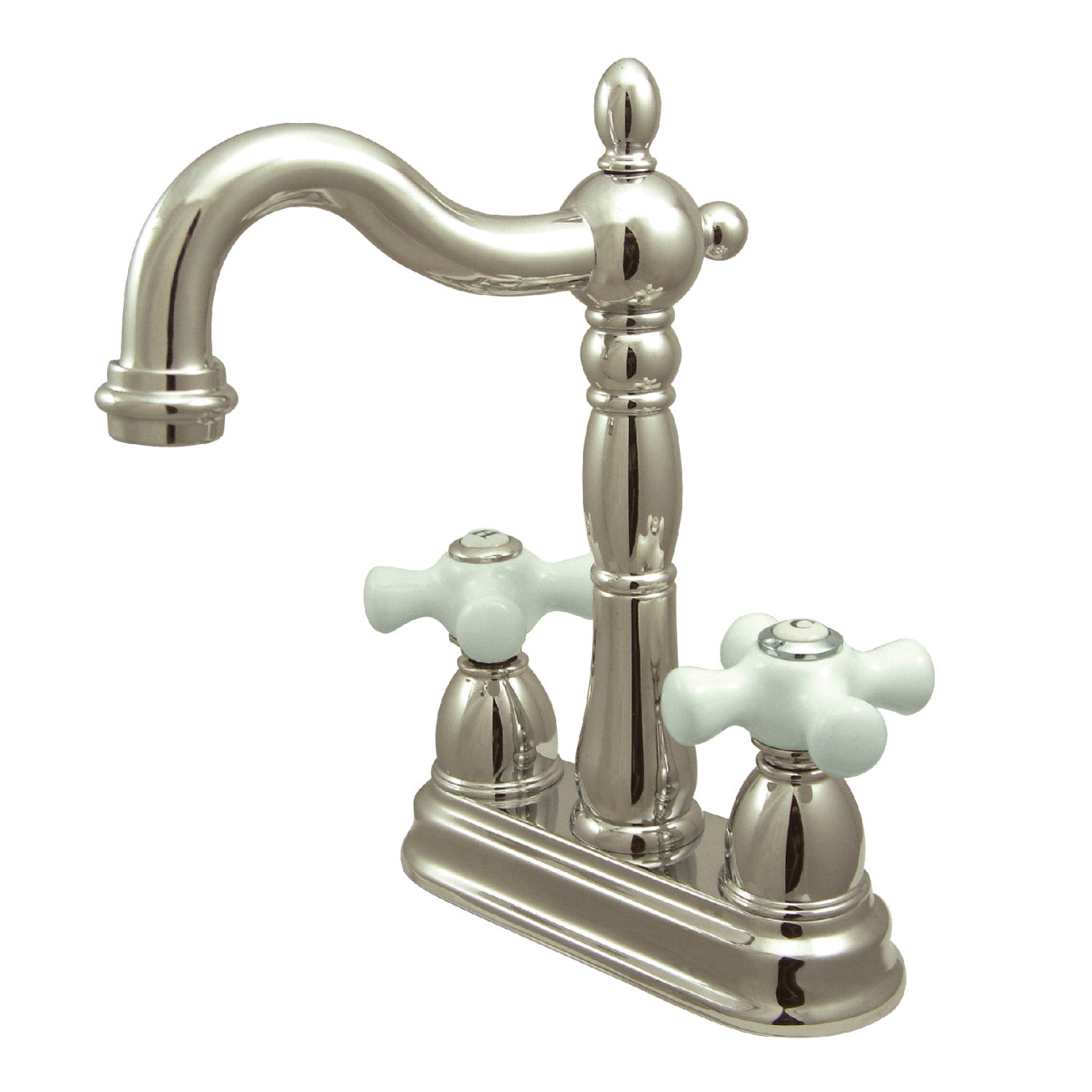 Kingston Heirloom KB1496PX - Robinet de bar à deux poignées Heritage 2 trous, nickel poli