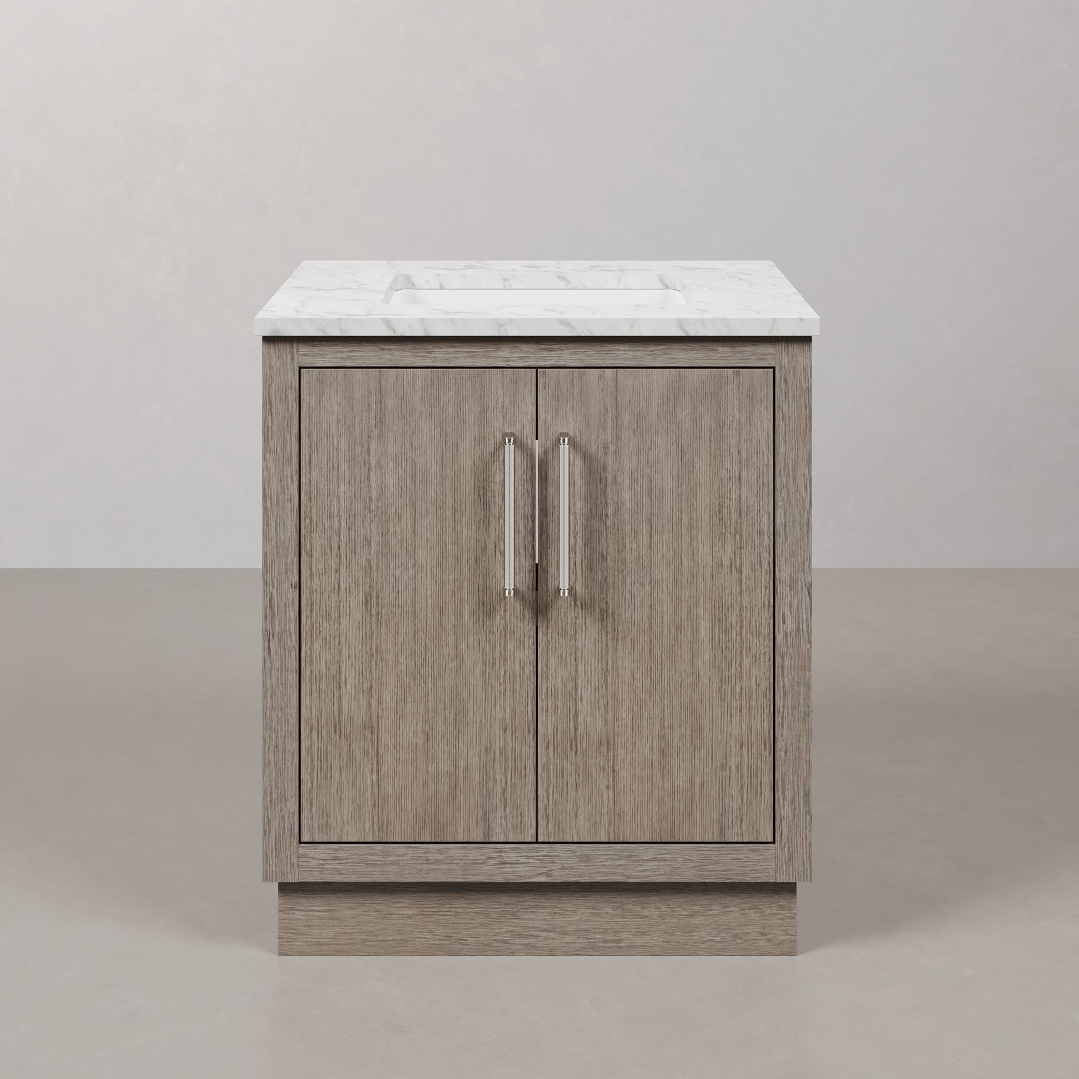 Kingston Luxe HU30CW01GK - 30 in. x 22 in. Bathroom Vanity Marble Top and White Basin, Grey Oak