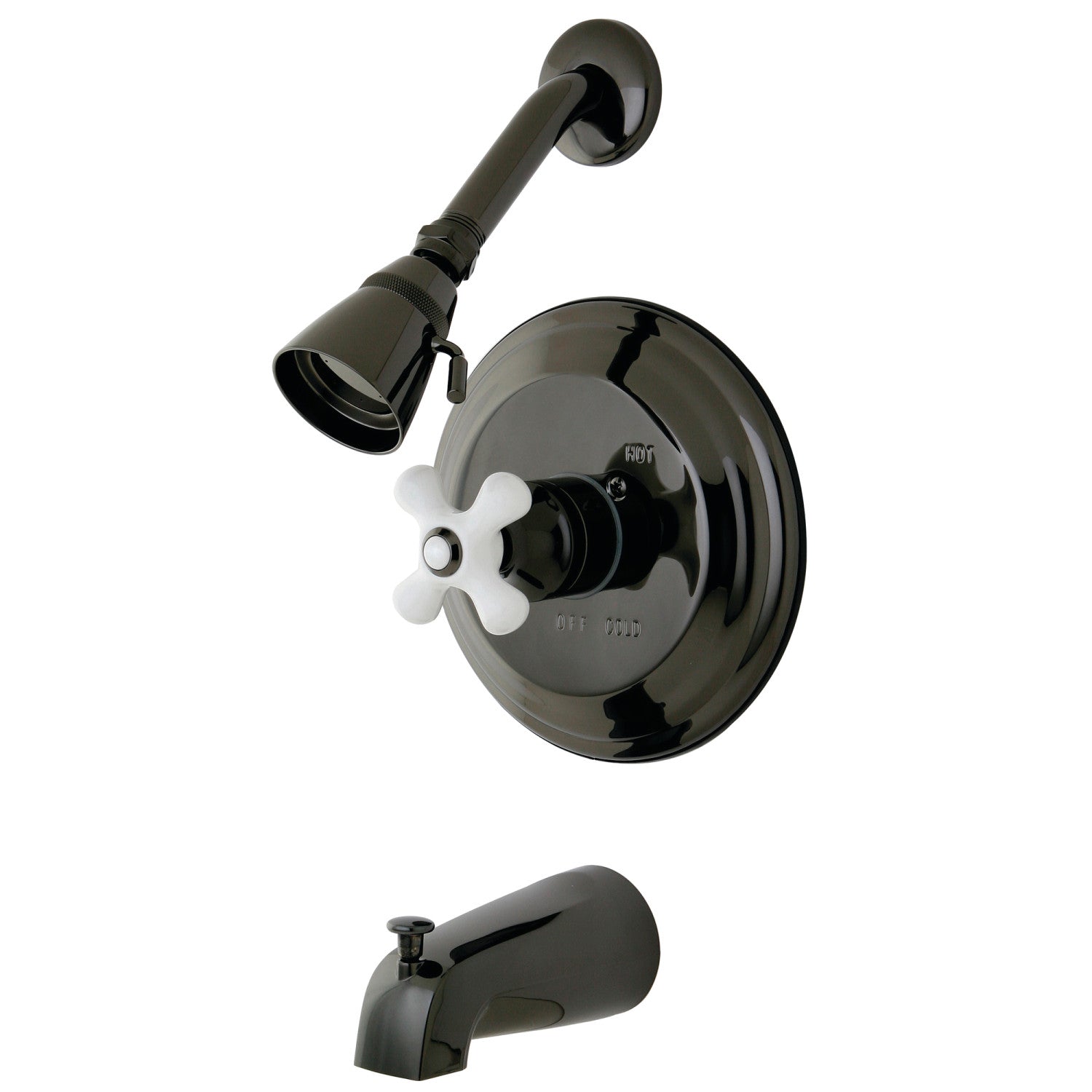 Kingston Heirloom NB3630PX - Robinet de baignoire et de douche à pression monomanche Water Onyx, acier inoxydable noir