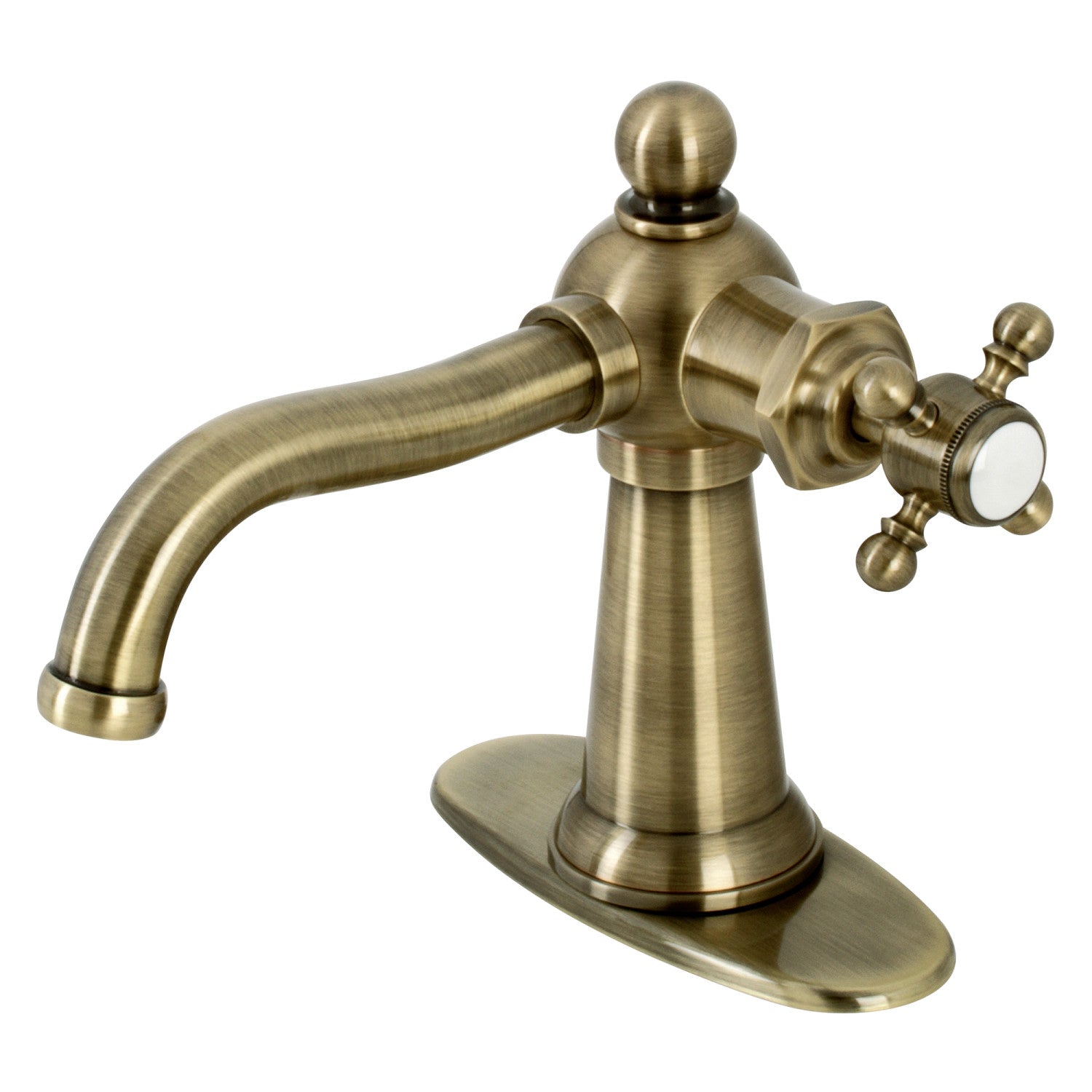 Kingston Heirloom KSD154BXAB - Robinet de salle de bain à une poignée nautique 1 trou avec plaque de pont et bonde à tirette, laiton antique