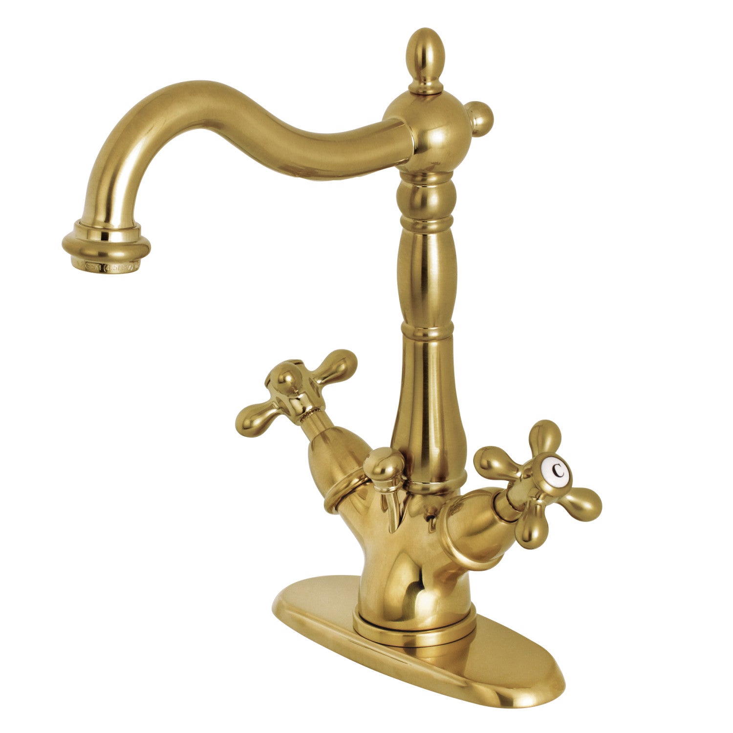 Kingston Heirloom KS1437AX - Heritage Double-Handle 1-or-3 Robinet de salle de bains à trou unique avec couvercle en laiton, laiton brossé