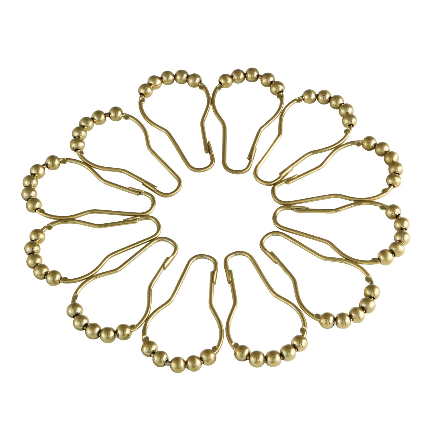 Kingston Edenscape SRCR127 Roller Ball Shower Curtain Rings (12 Pieces/Set), Brushed Brass