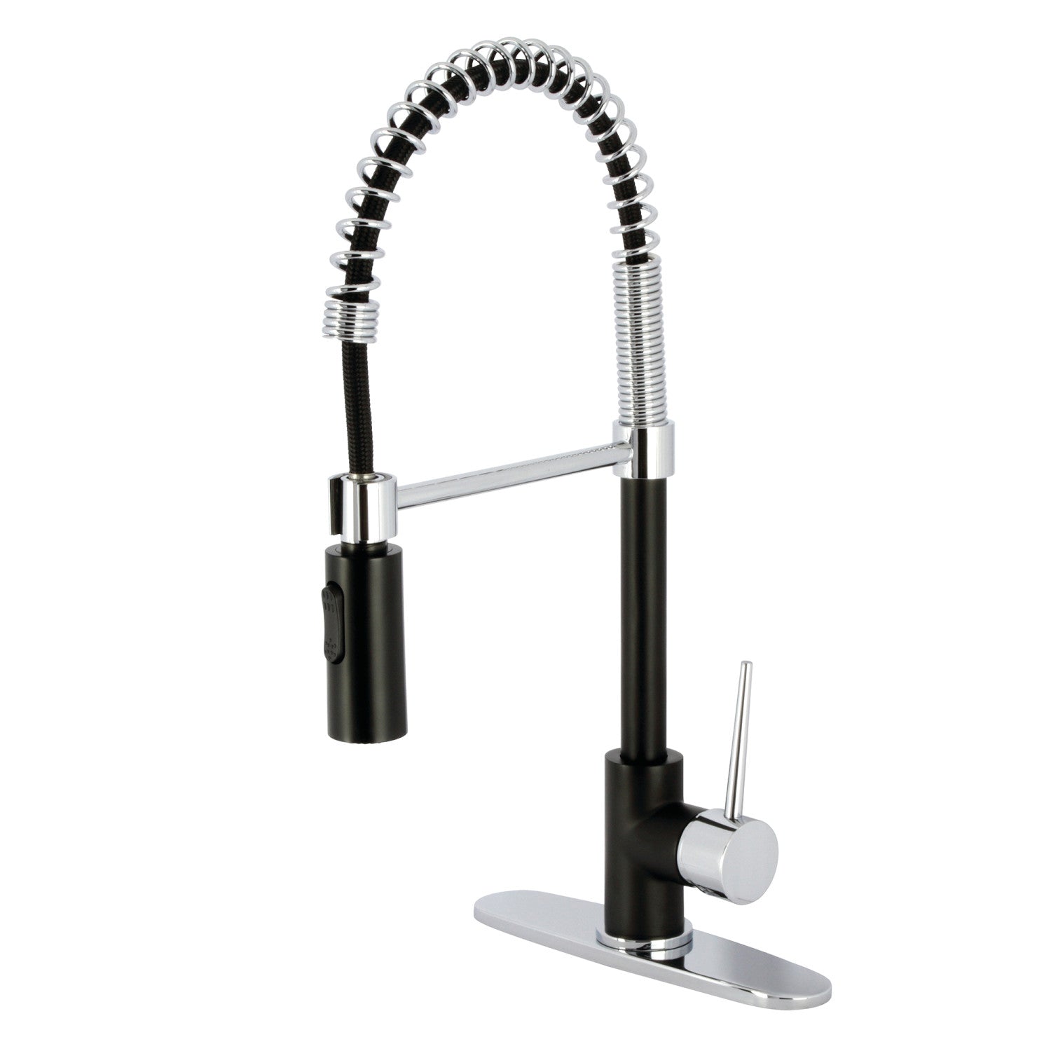 Kingston Sona LS8777NYL - Robinet de cuisine pré-rinçage à une poignée New York 1 trou, noir mat/chrome poli