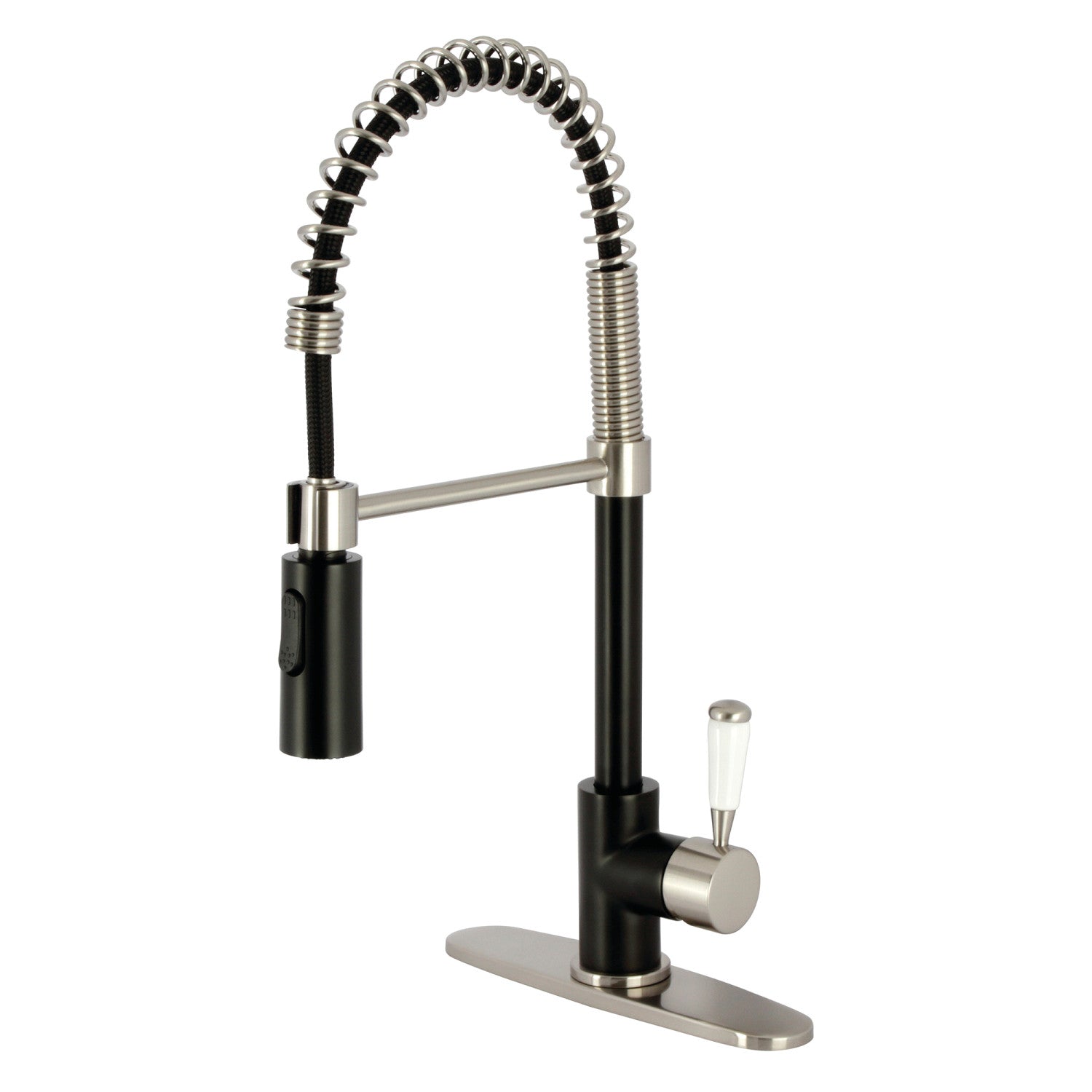 Kingston Tulare LS8779DPL - Paris Robinet de cuisine pré-rinçage à une poignée 1 trou, noir mat/nickel brossé