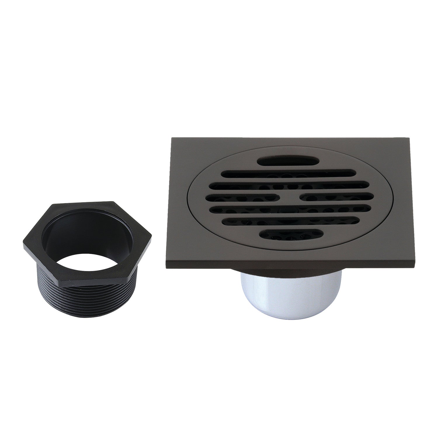 Kingston Watercourse BSF4262ORB 4-Inch Brass Square Grid Shower Drain with Hair Strainer, Oil Rubbed Bronze