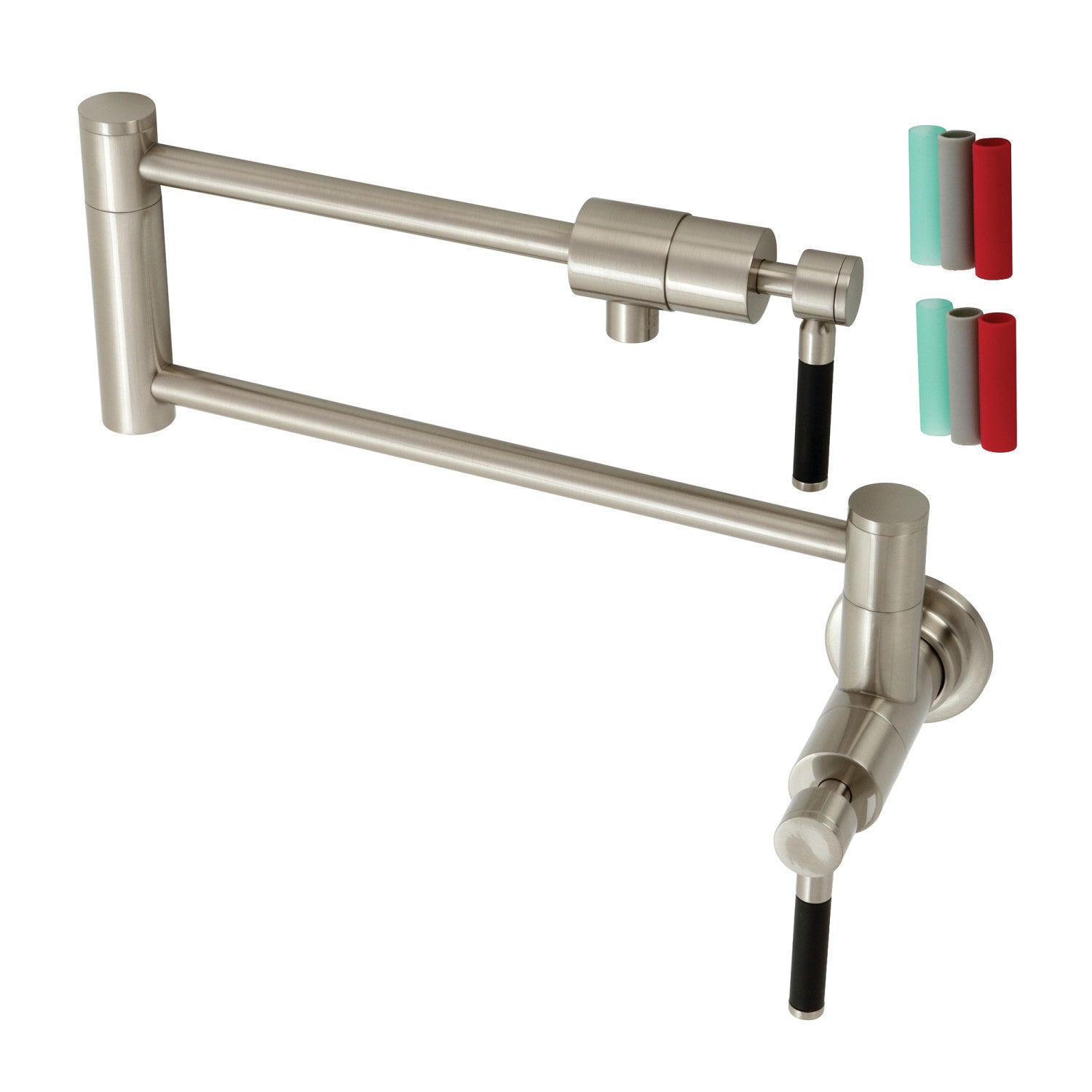 Kingston Sona KS4108DKL - Robinet de remplissage de pot de montage mural Kaiser 1 trou, nickel brossé