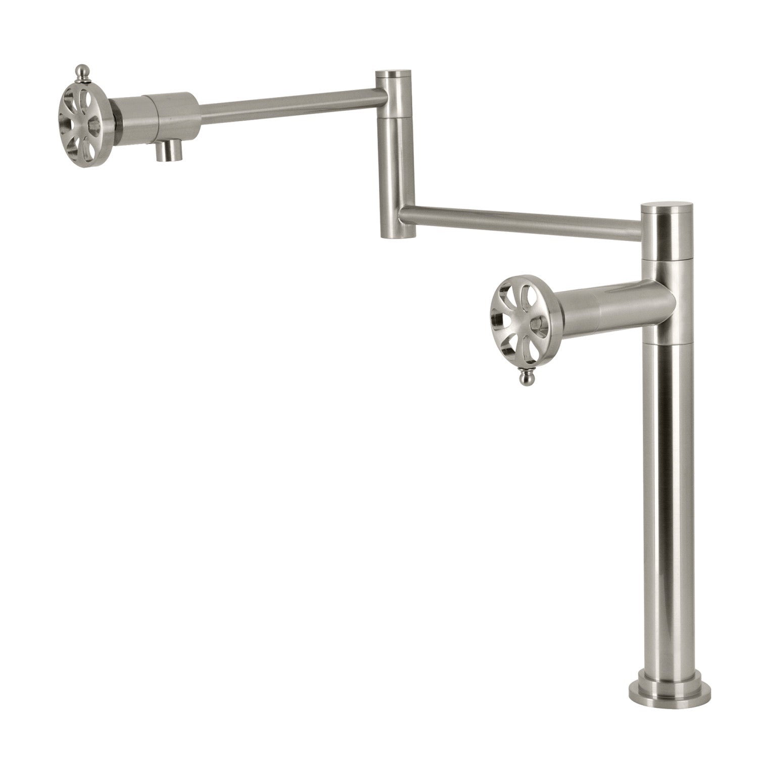 Kingston Sona KS4708RX - Belknap Robinet de remplissage de pot à deux poignées 1 trou Deck, Nickel brossé