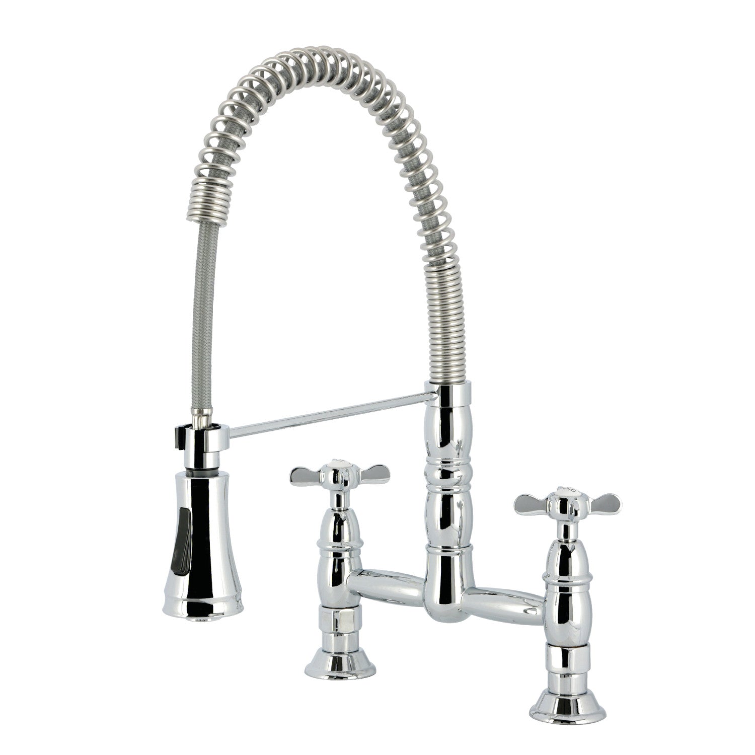 Kingston Tulare GS1271BEX - Essex Double-Handle 2 trous montage sur plage Pré-Rinçage Pont Robinet de cuisine, Chrome poli