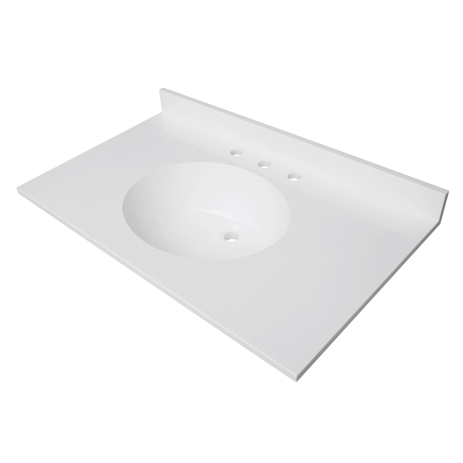 Kingston Sona KVPB3722A38 - Wimbeldon 37-Inch Solid Surface Vanity Top (8" Faucet Drillings), Glossy White