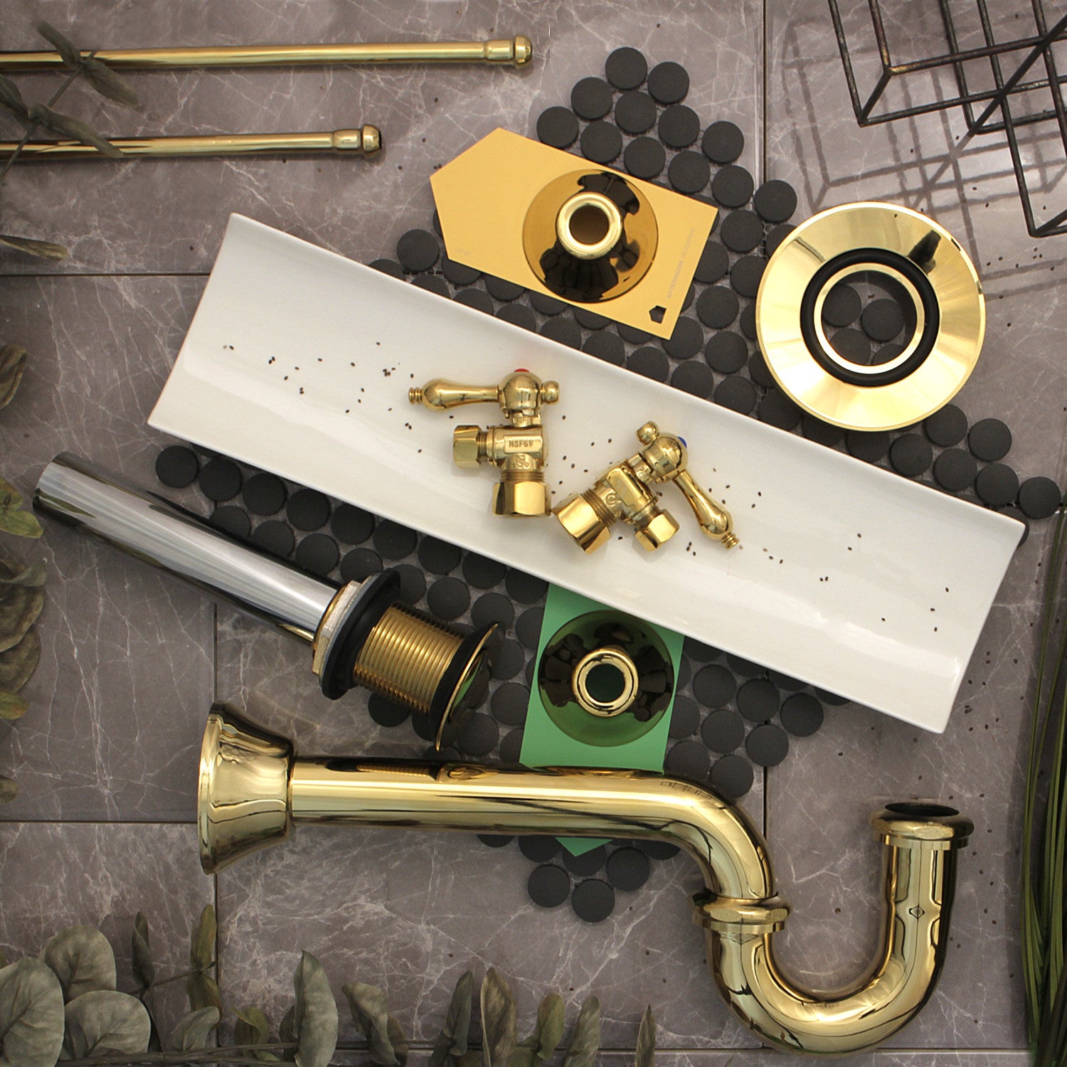 Kingston Trimscape EV8002 Brass Push Pop-Up Bathroom Sink Drain without Overflow, 22 Gauge, Polished Brass