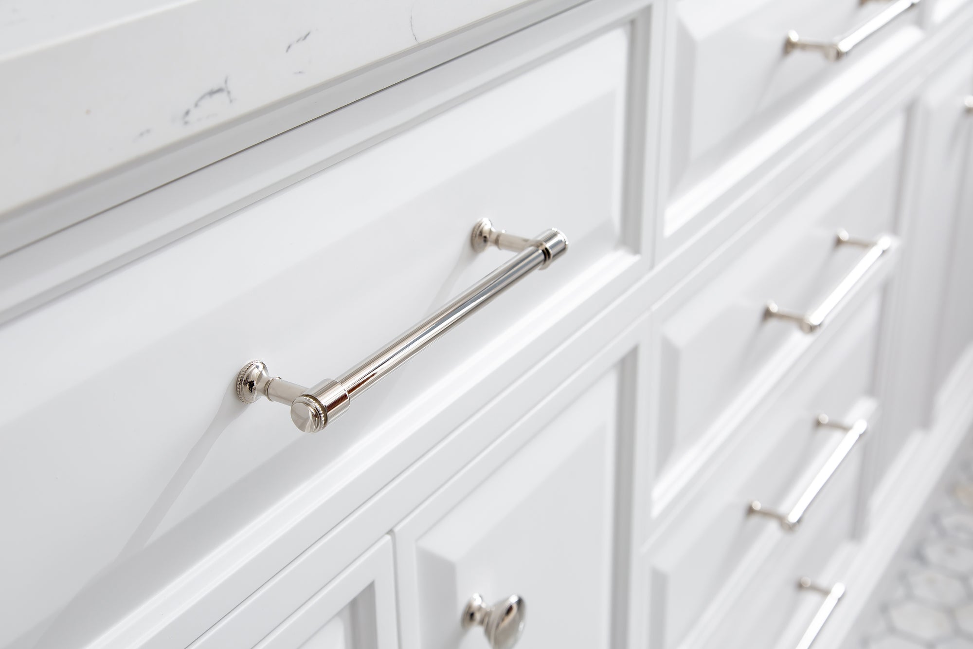 Kingston Luxe PA72QZ05PW - 72 in. x 22 in. Bathroom Vanity Quartz Top and White Basin, Pure White