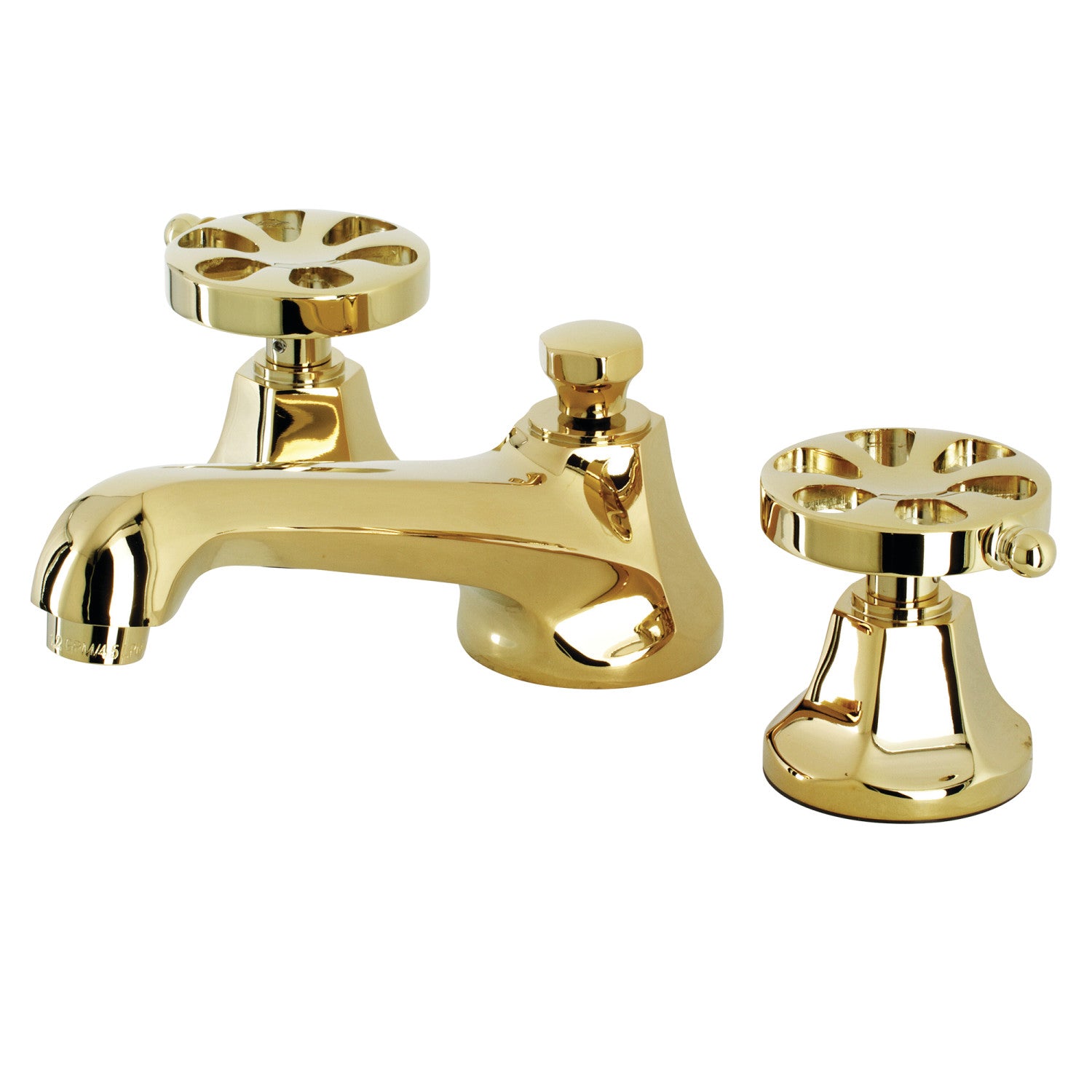 Kingston Tulare KS4462RX - Belknap Robinet de salle de bain à deux poignées 3 trous Mount Widespread avec à tirette en laiton, laiton poli