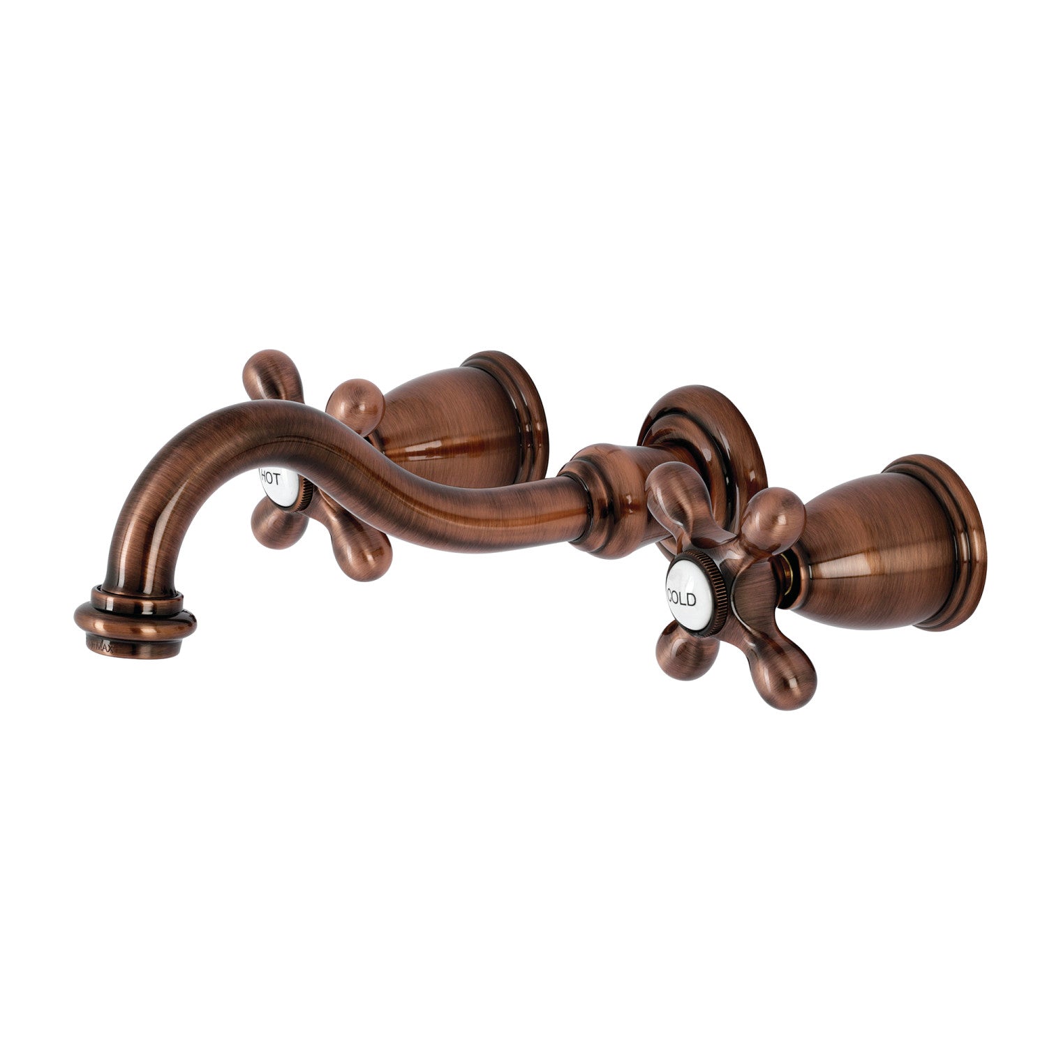 Kingston Heirloom KS312AXAC - Vintage double poignée 3-Trou robinet de salle de bains mural, cuivre antique