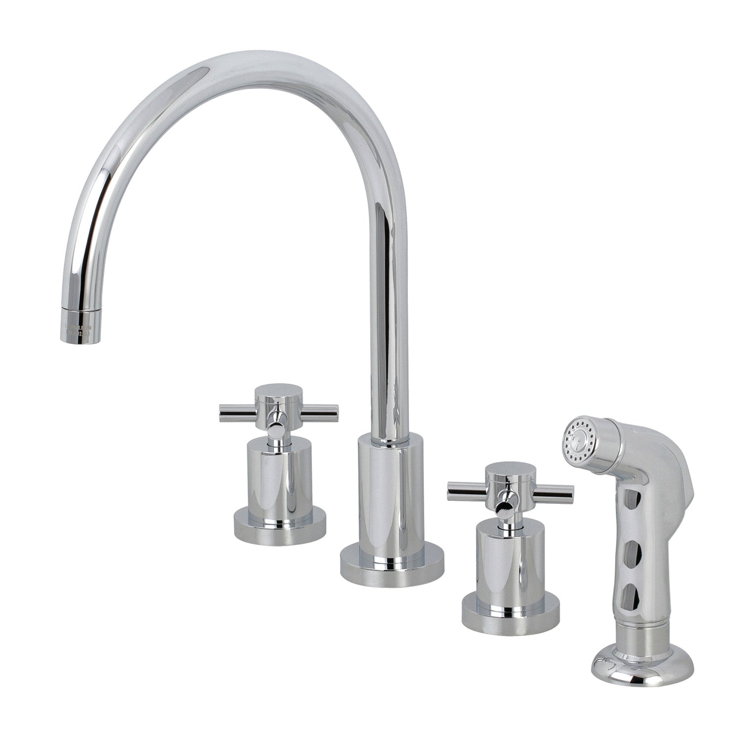 Kingston Sona KS8721DX - Robinet de cuisine à double poignée Concord 4 trous avec pulvérisateur en plastique, chrome poli