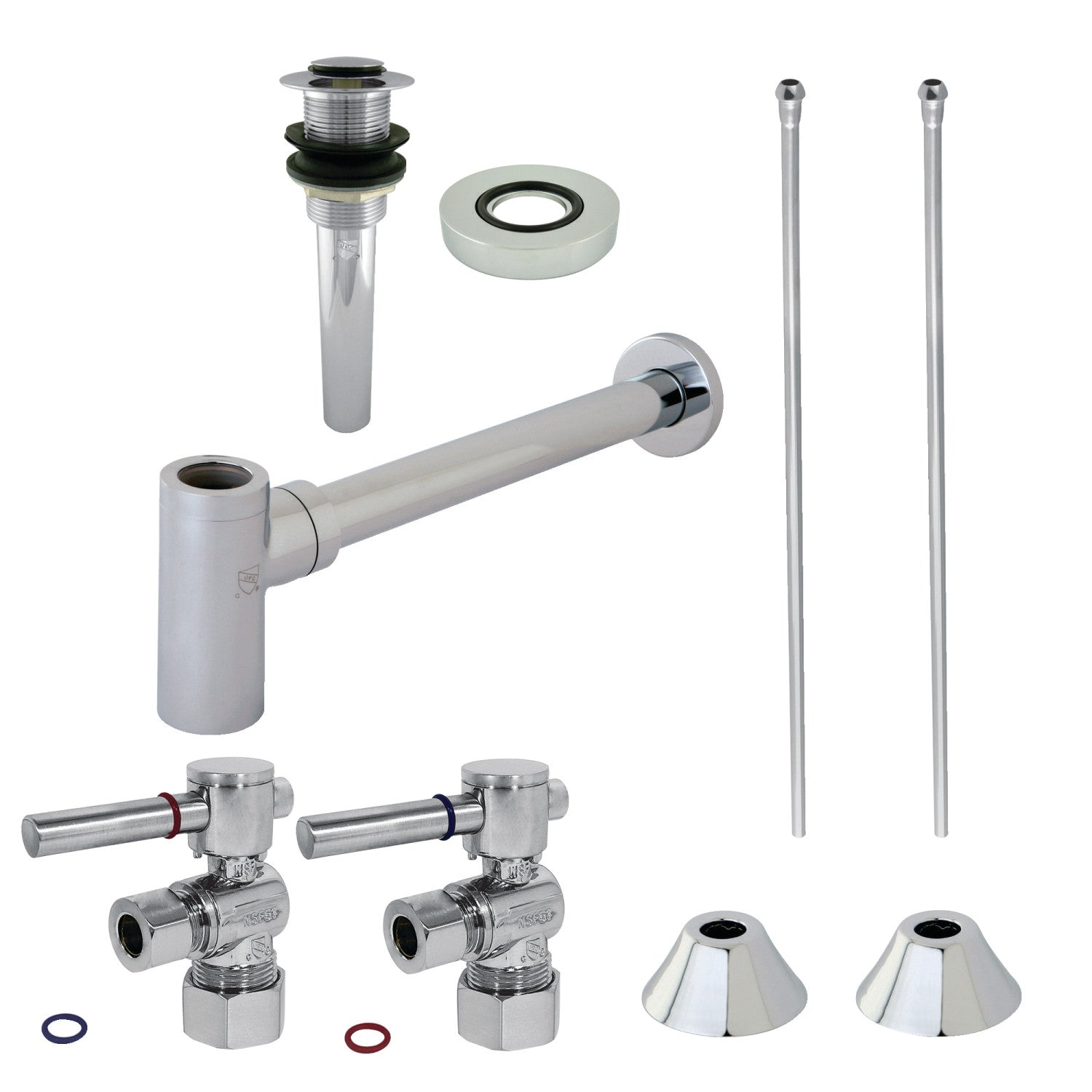 Kingston Sona CC53301DLVKB30 - Trimscape Modern Plumbing Sink Trim Kit with Bottle Trap and Drain, Polished Chrome