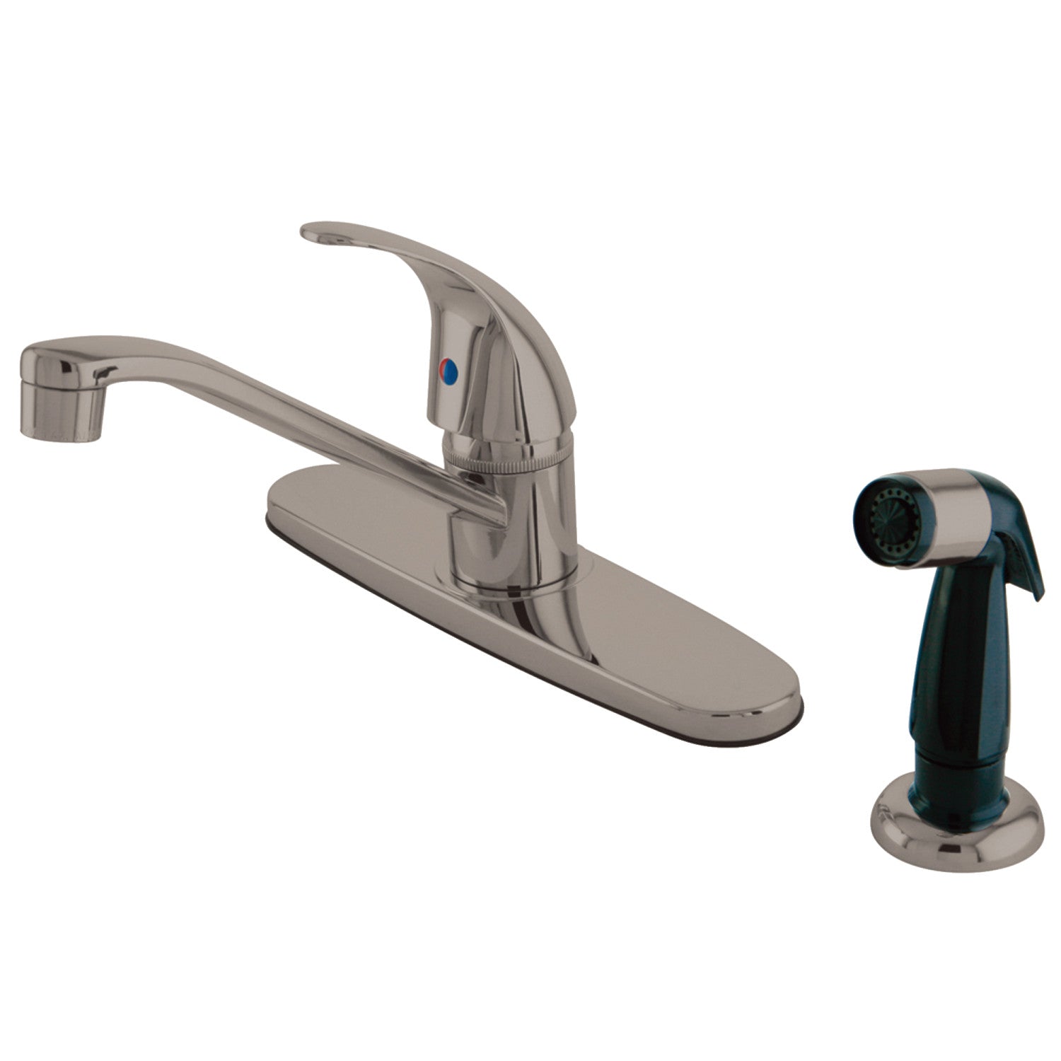 Kingston Tulare KB6578LL - Robinet de cuisine central 4 trous 8" avec pulvérisateur latéral, nickel brossé