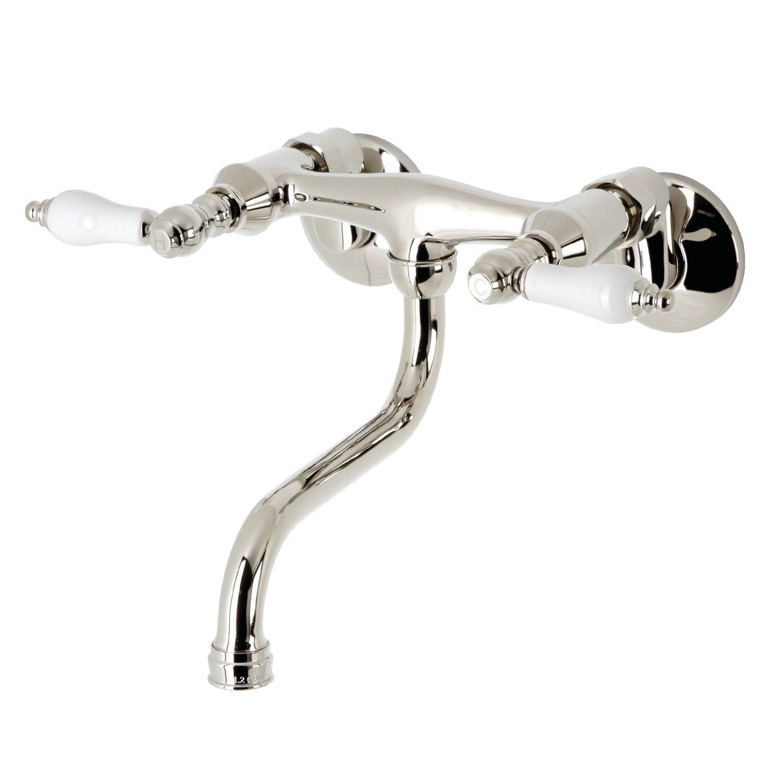 Kingston Heirloom KS516PN - Kingston Double-Handle 2 trous Robinet de salle de bains mural, nickel poli