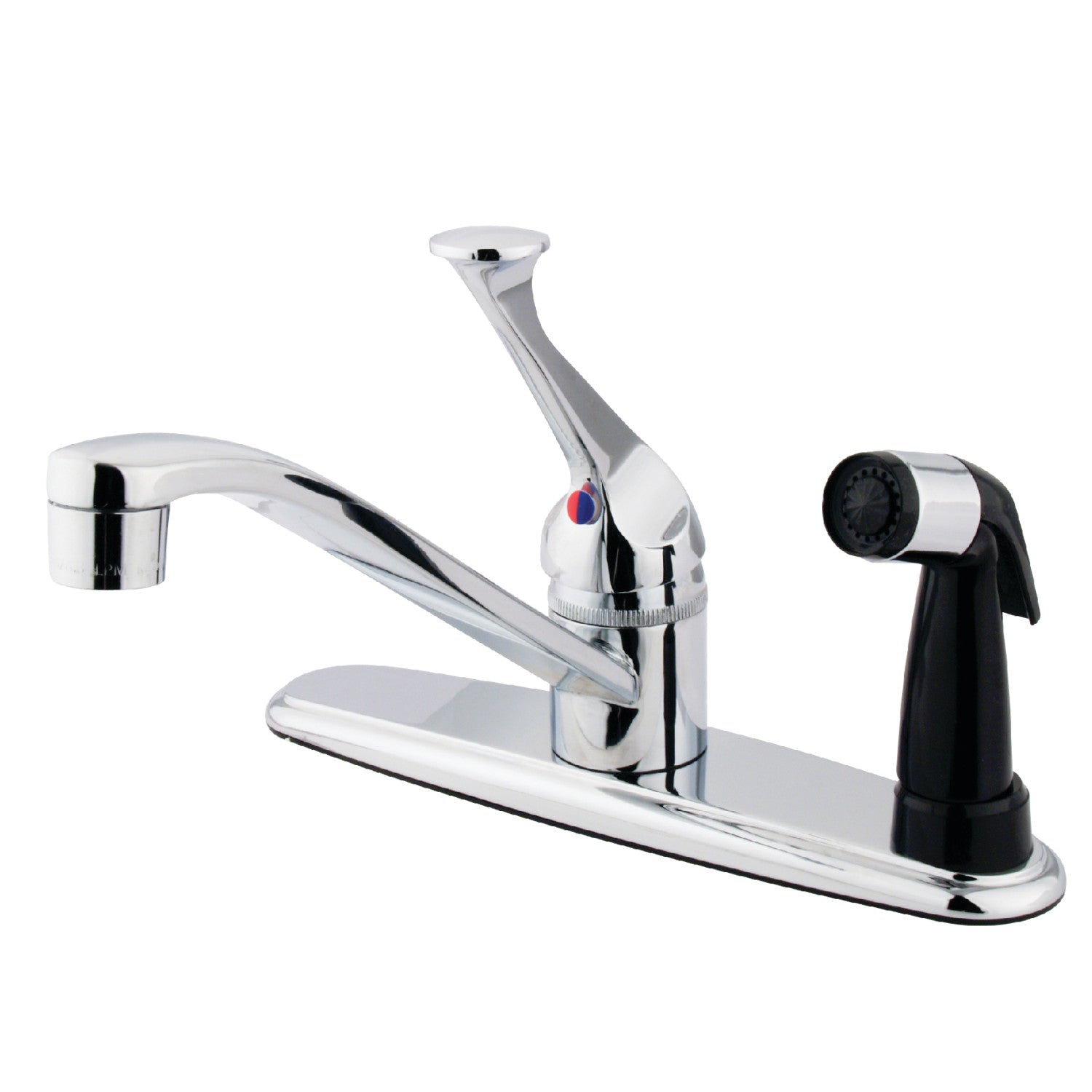 Kingston Tulare KB573 - Robinet de cuisine central à une poignée Chatham 3 trous 8" avec pulvérisateur latéral, chrome poli