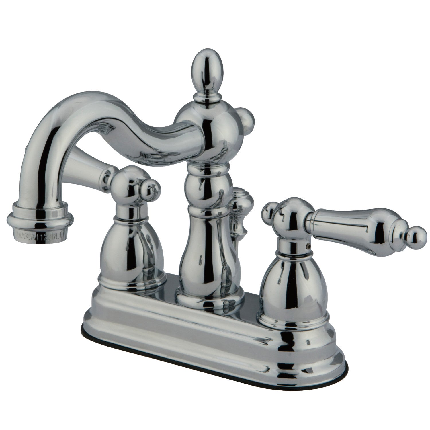 Kingston Heirloom KS1601AL - Heritage Double-Handle 3 trous montage sur plage 4-Inch Centerset Robinet de salle de bains avec laiton à tirette, Chrome poli