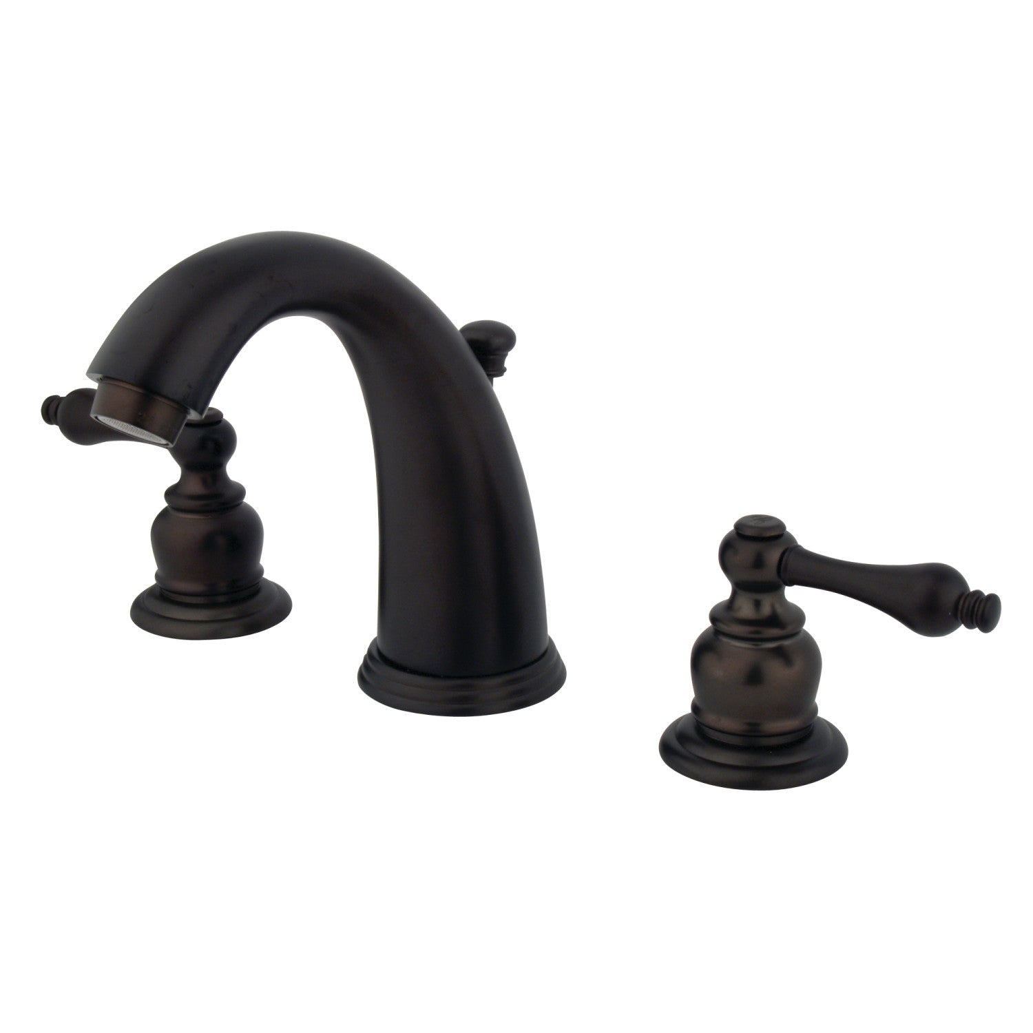 Kingston Heirloom GKB985AL - Victorian à deux poignées 3 trous montage sur plage Robinet de salle de bain à entraxe large avec drain à tirette, huile frotté Bronze