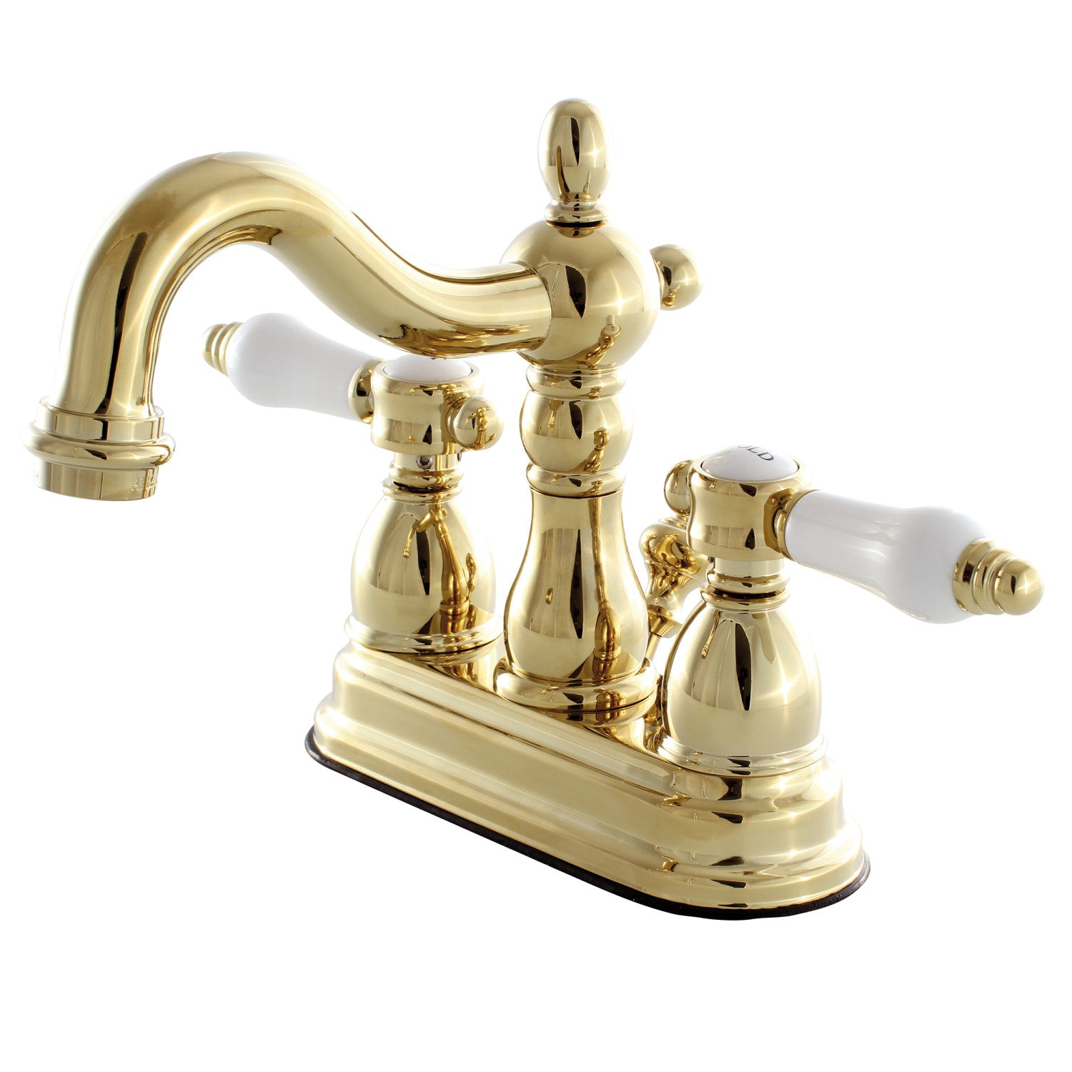 Kingston Heirloom KB1602BPL - Bel-Air Double-Handle 3 trous montage sur plage 4-Inch Centerset Robinet de salle de bains avec drain à tirette, laiton poli