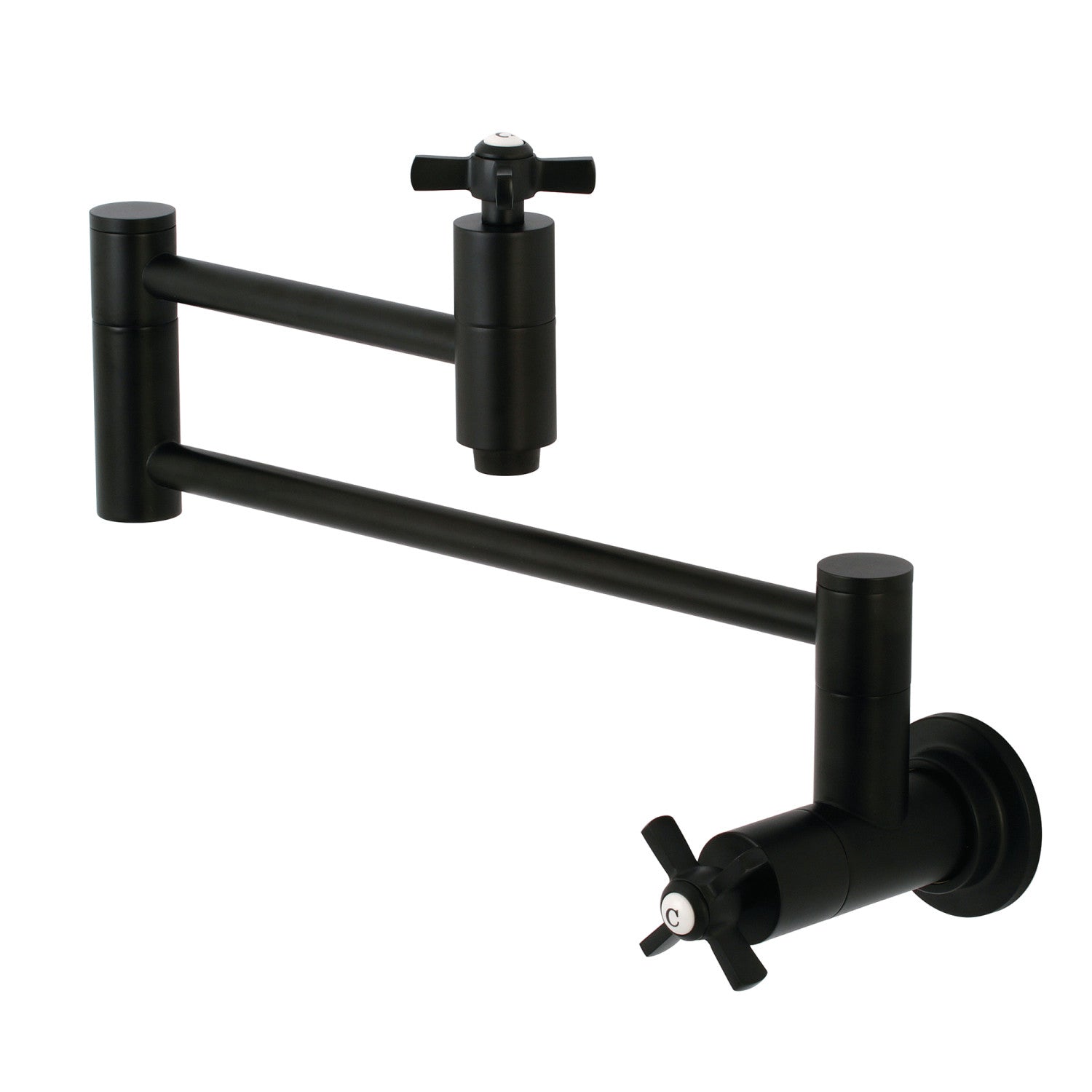 Kingston Sona KS8100ZX - Robinet de remplissage de pot de montage mural bimanche Millennium 1 trou, noir mat