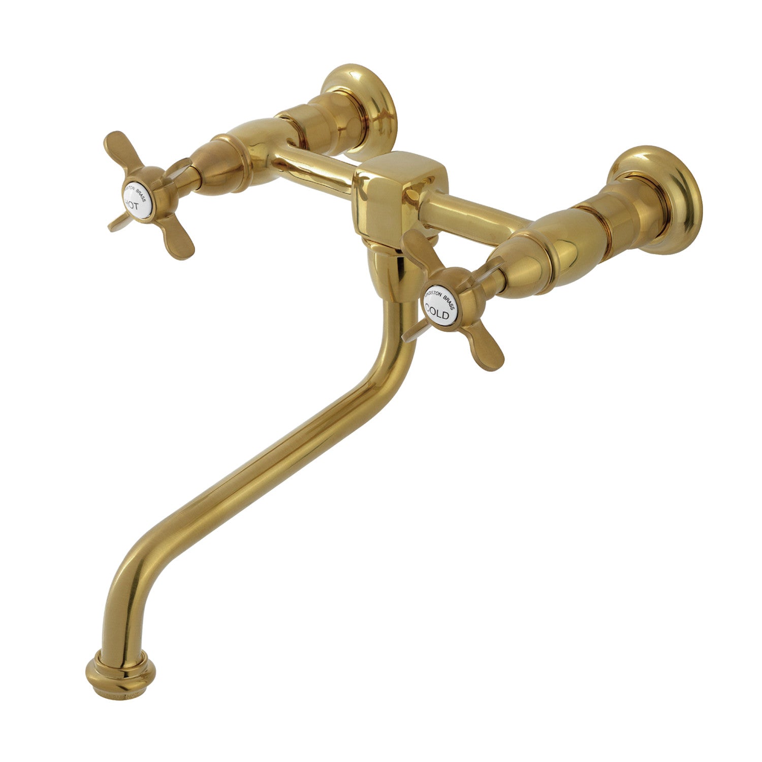 Kingston Heirloom KS1217BEX - Essex Double-Handle 2 trous Robinet de salle de bains mural, laiton brossé