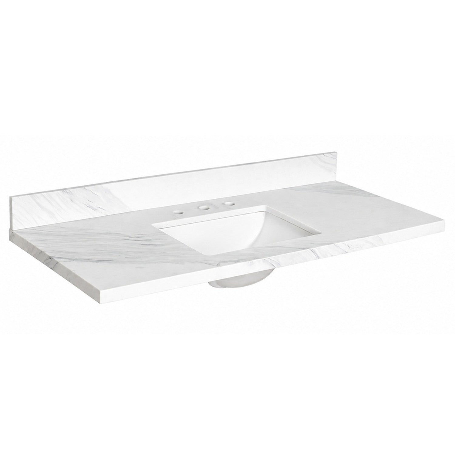 Kingston Mayorca KVPB4922W38CL 49-Inch Quartz Vanity Top (8" Faucet Drillings), Quartz White