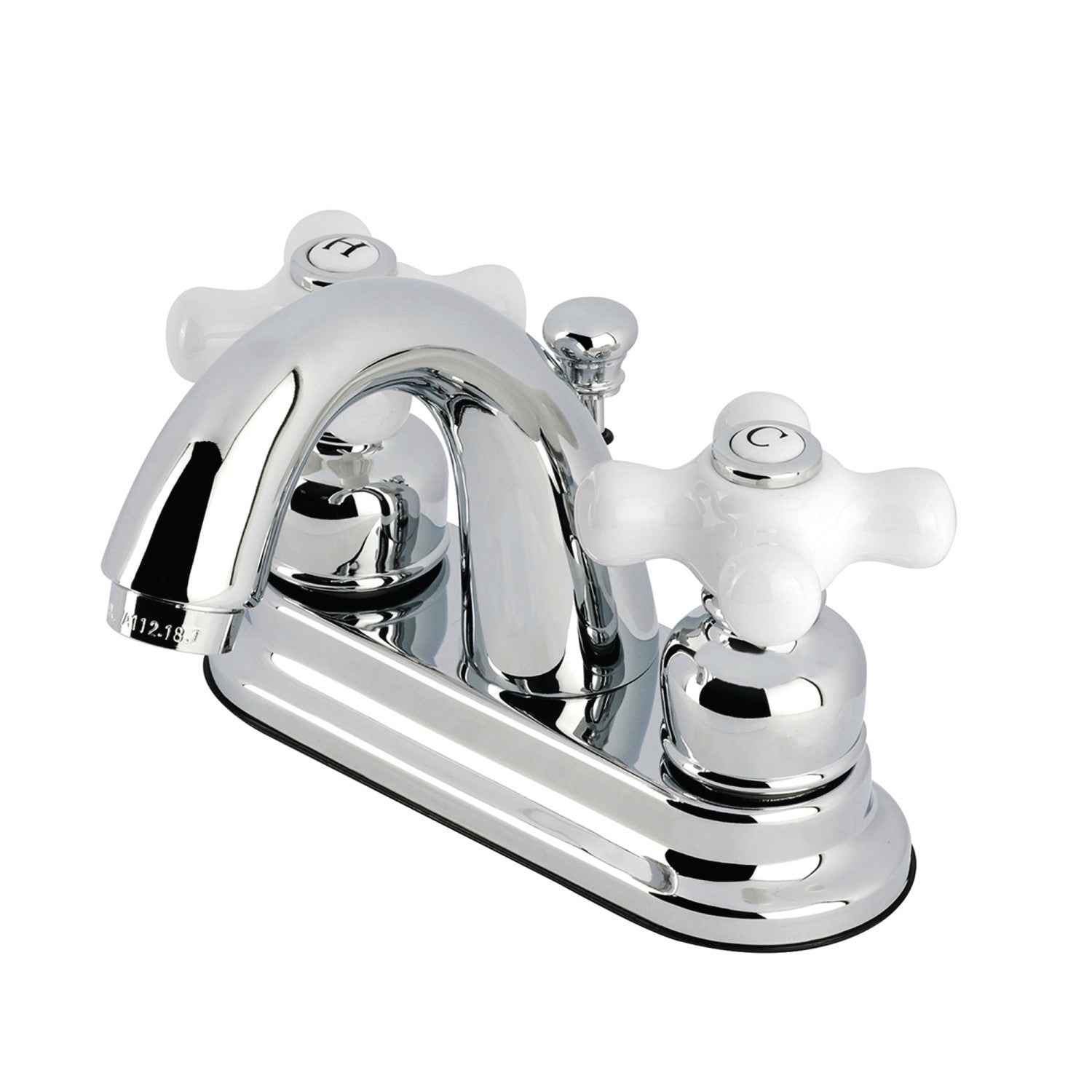Kingston Heirloom FB5611PX - Robinet de salle de bains à double poignée de restauration 3 trous montage sur plage 4-Inch Centerset avec drain à tirette, chrome poli