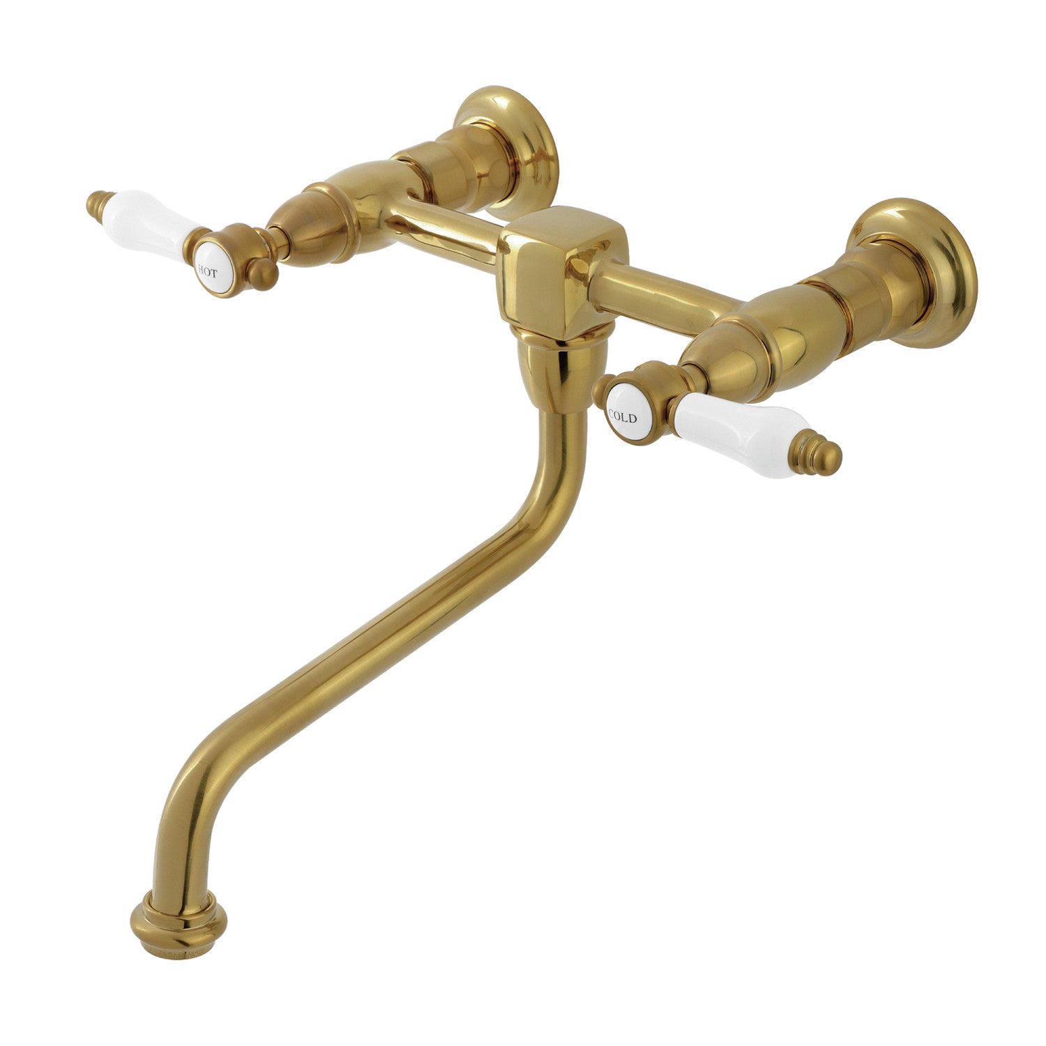 Kingston Heirloom KS1217BPL - Bel-Air Double-Handle 2 trous Robinet de salle de bains mural, laiton brossé