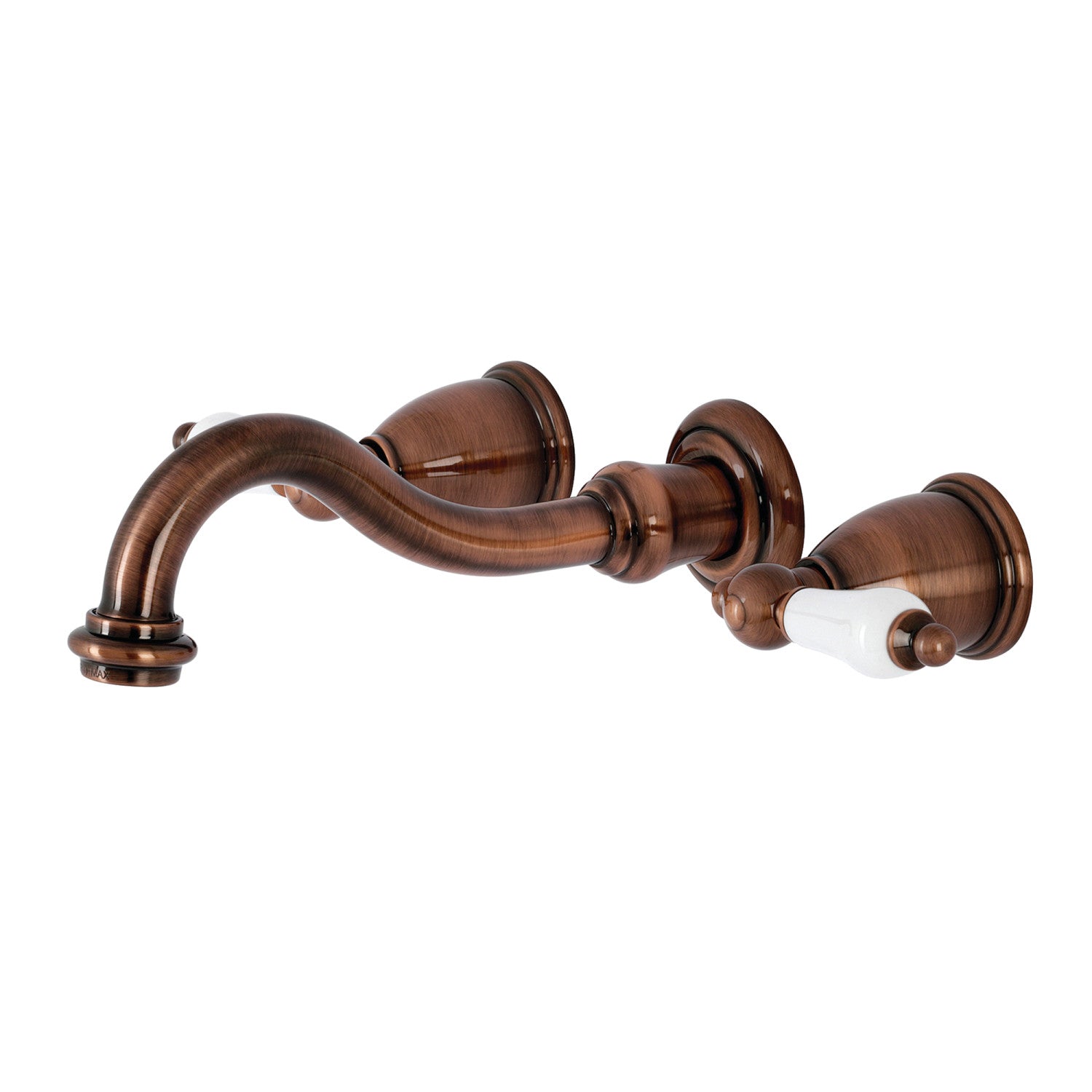 Kingston Heirloom KS312PLAC - Vintage double poignée 3-Trou robinet de salle de bains mural, cuivre antique