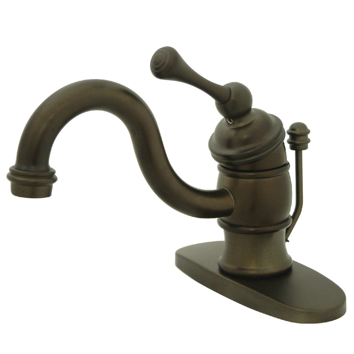 Kingston Heirloom KB3405BL - Robinet de salle de bain à une poignée victorienne 1 trou avec plaque de pont et drain à tirette, bronze frotté à l'huile