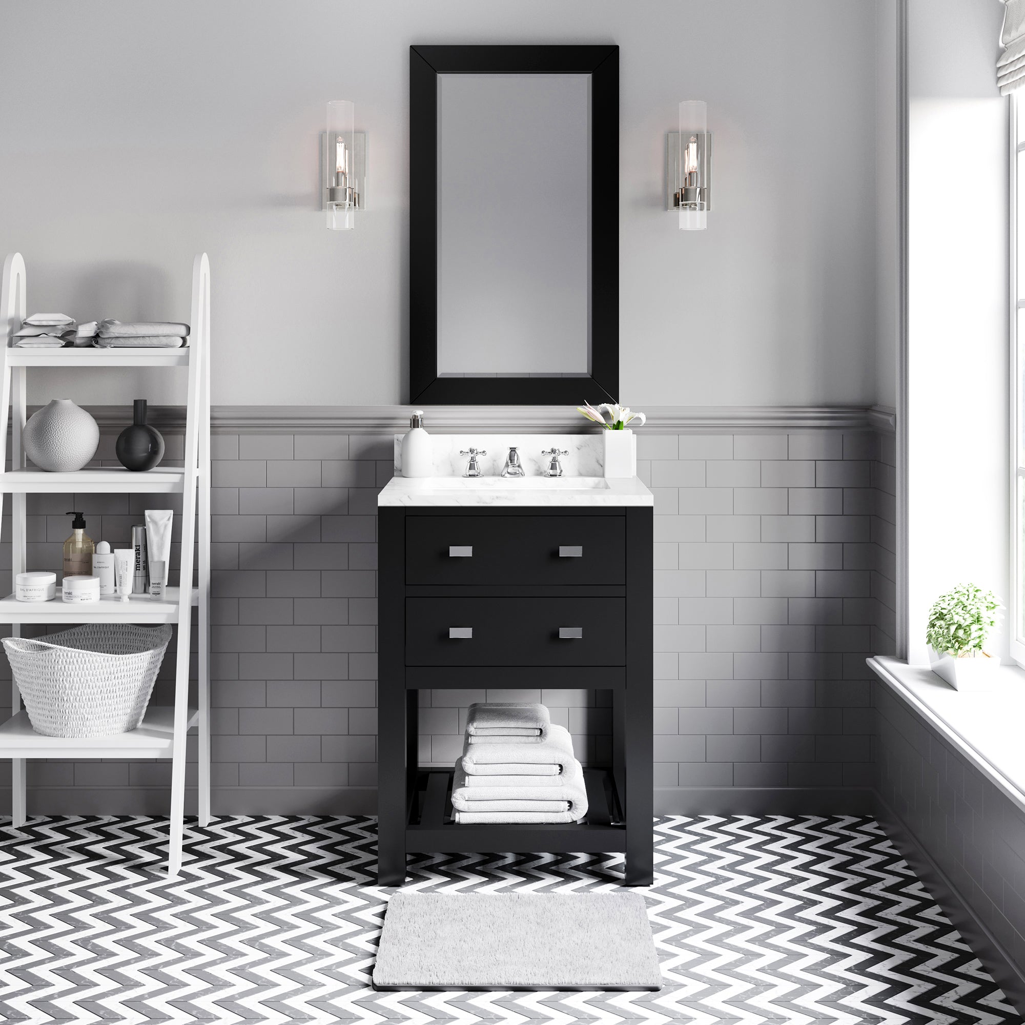 Kingston Luxe MA24CW01ES - 24 in. x 21.5 in. Bathroom Vanity Carrara White Marble Top, Espresso