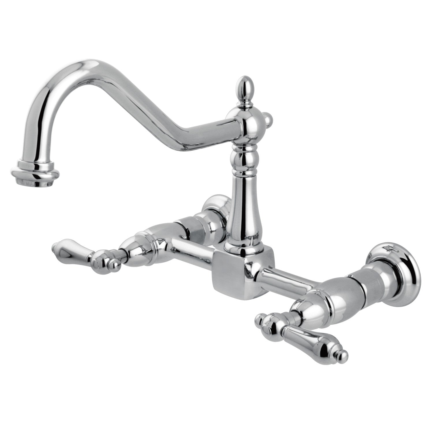Kingston Heirloom KS1241AL - Robinet de cuisine à deux poignées Heritage 2 trous, chrome poli