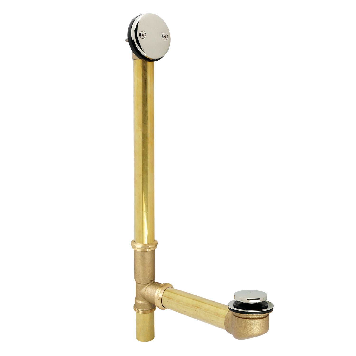 Kingston Tulare DTT2166 - Made To Match 21-Inch Brass Toe Touch Tub Waste and Overflow, Polished Nickel