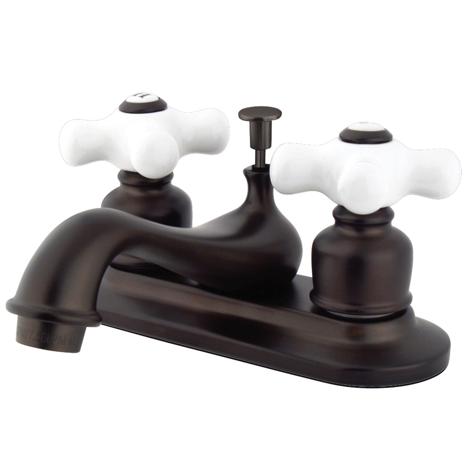 Kingston Heirloom KB605PX - Restoration Double-Handle 3-Hole Deck Mount 4-Inch Centerset Bathroom Faucet with Pop-Up Drain, Oil Rubbed Bronze