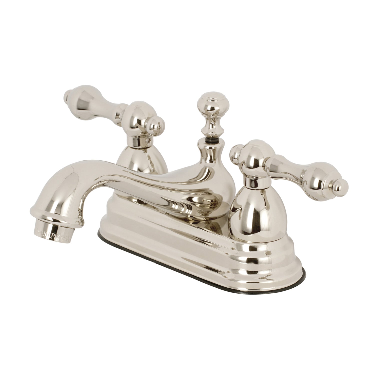 Kingston Heirloom KS3606AL - Robinet de salle de bains à double poignée de restauration 3 trous montage sur plage 4-Inch Centerset avec laiton à tirette, nickel poli