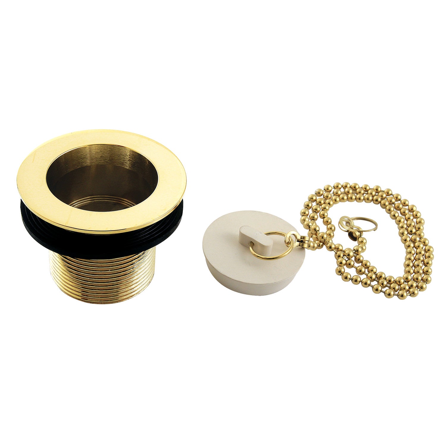 Kingston Heirloom DSP15PB - Made To Match 1-1/2-Inch Chain and Stopper Tub Drain with 1-1/2-Inch Body Thread, Polished Brass